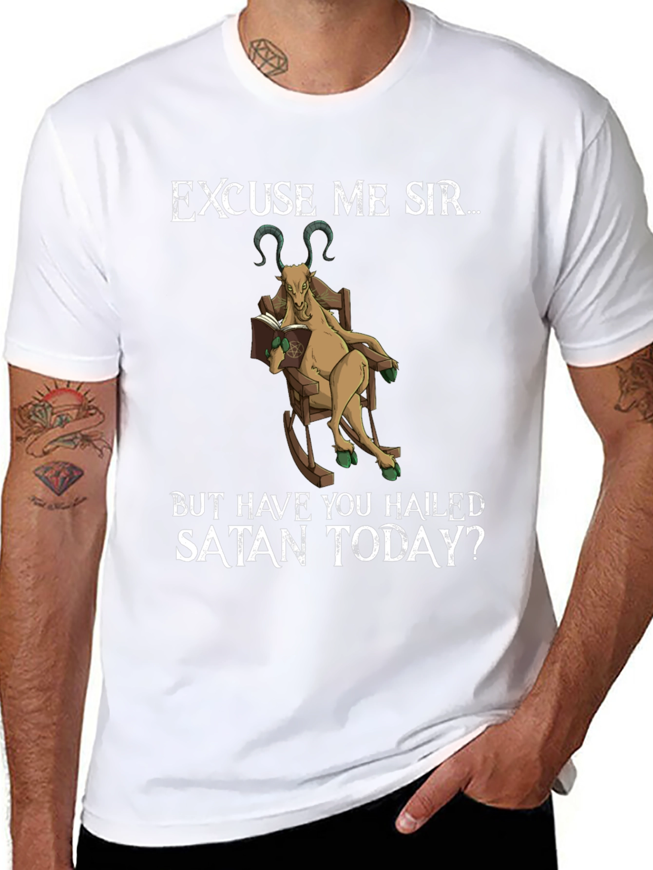 Excuse Me Sir Satan Goat Tee