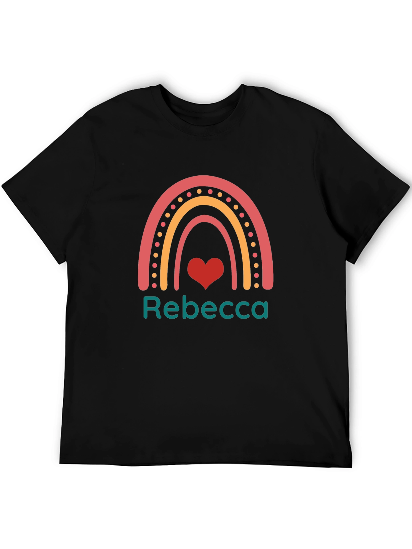 Rebecca Rainbow Heart Custom T-Shirt