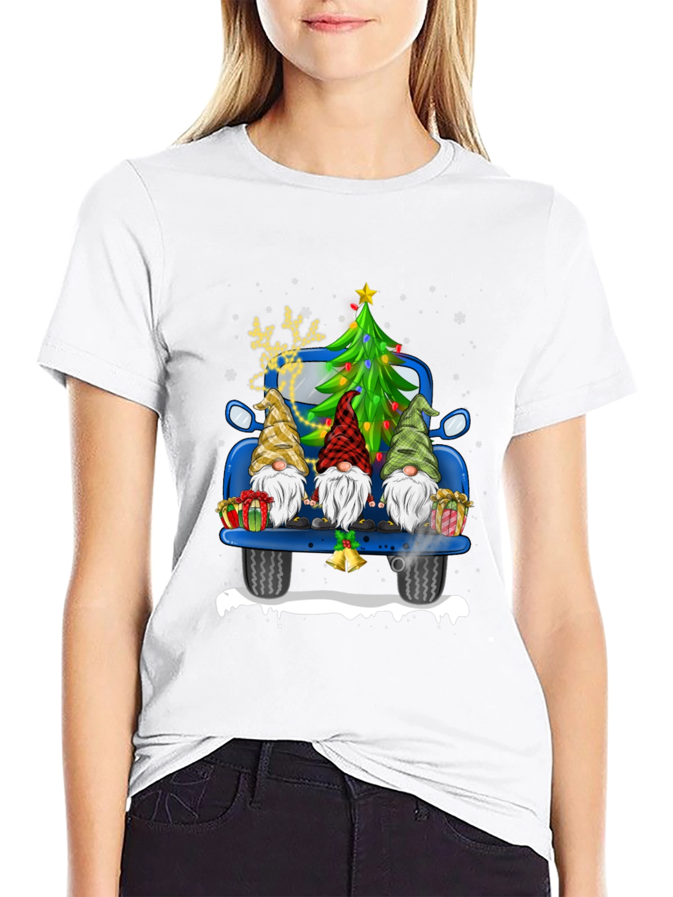 Festive Gnomes Truck Christmas T-Shirt