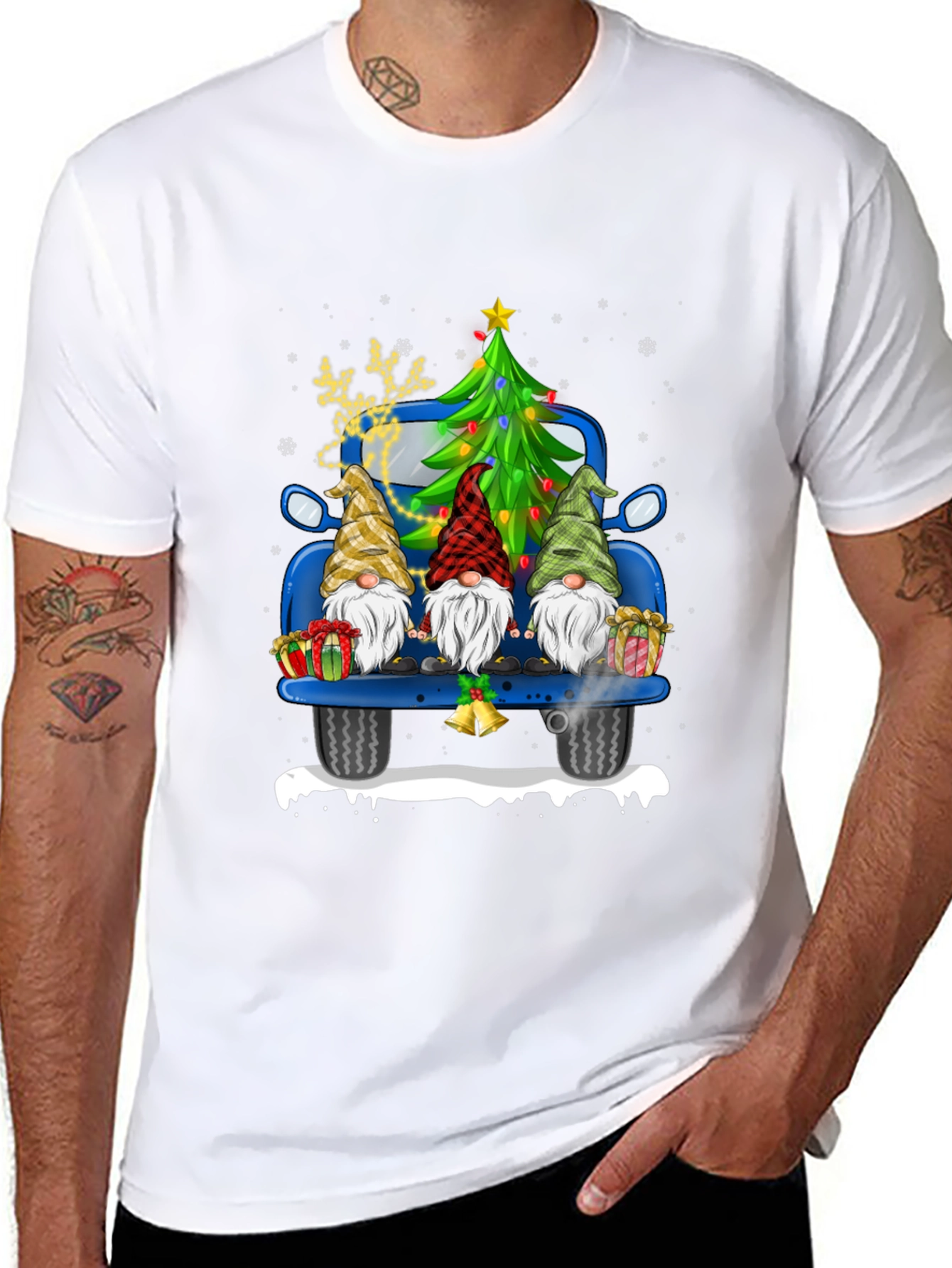 Festive Gnomes Truck Christmas T-Shirt