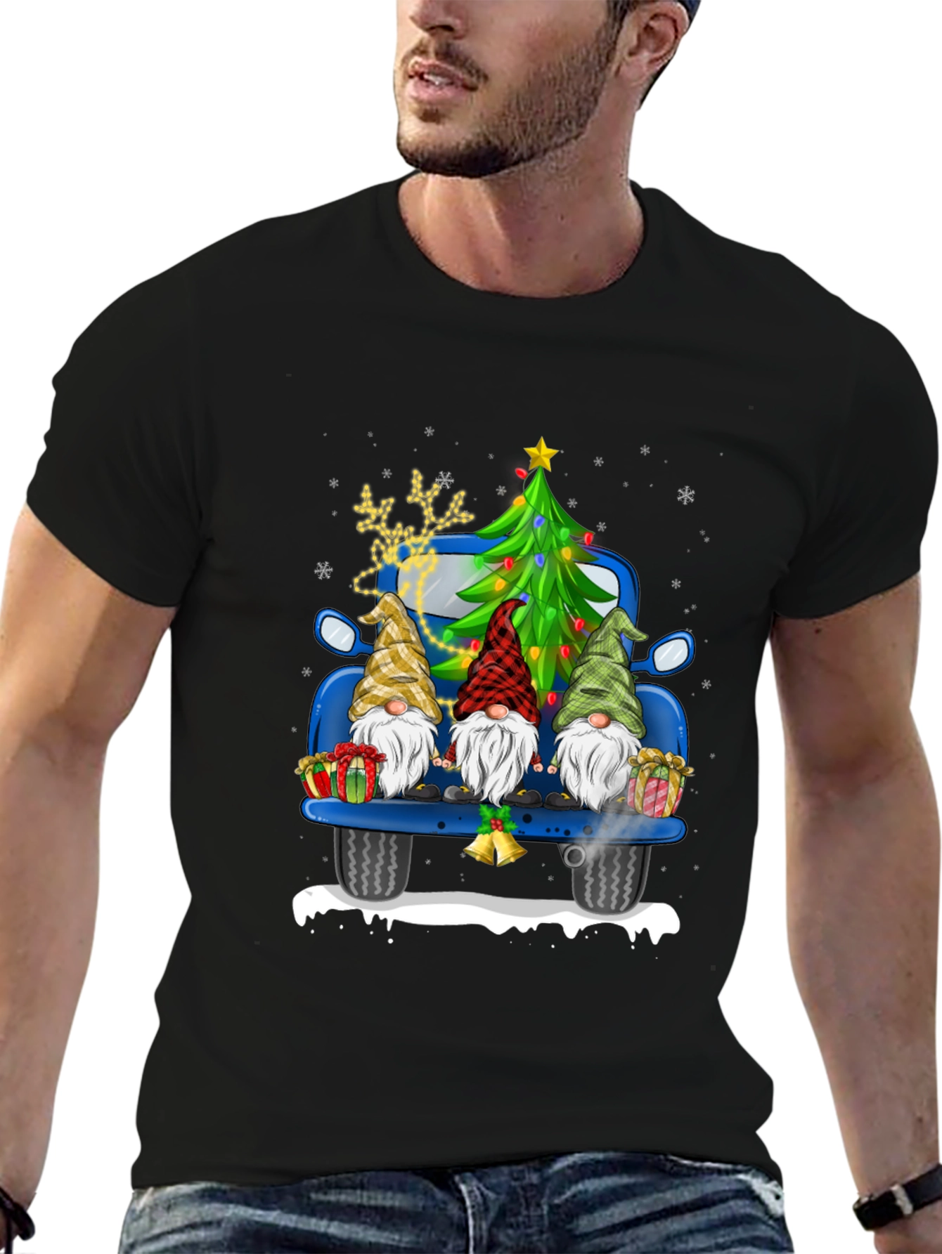 Festive Gnomes Truck Christmas T-Shirt