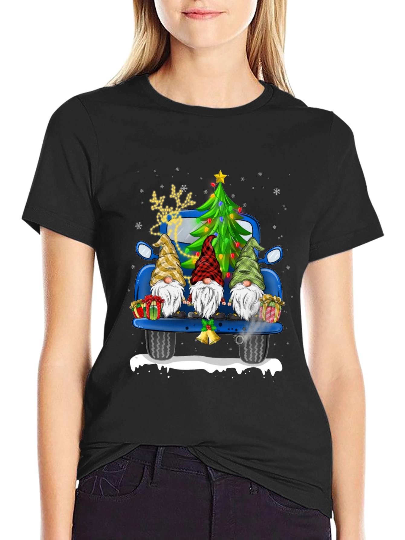 Festive Gnomes Truck Christmas T-Shirt