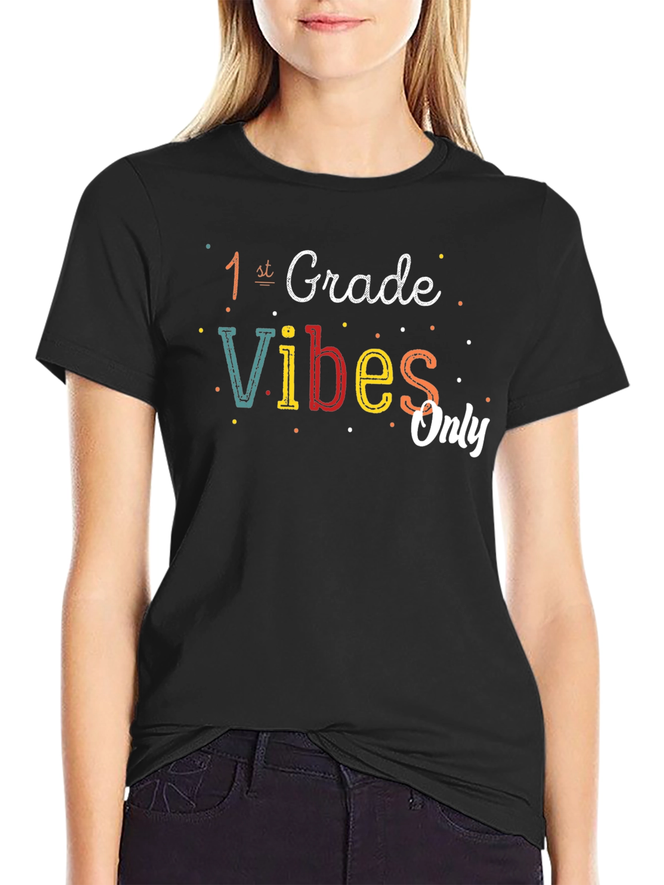 1st Grade Vibes Only T-Shirt - Black