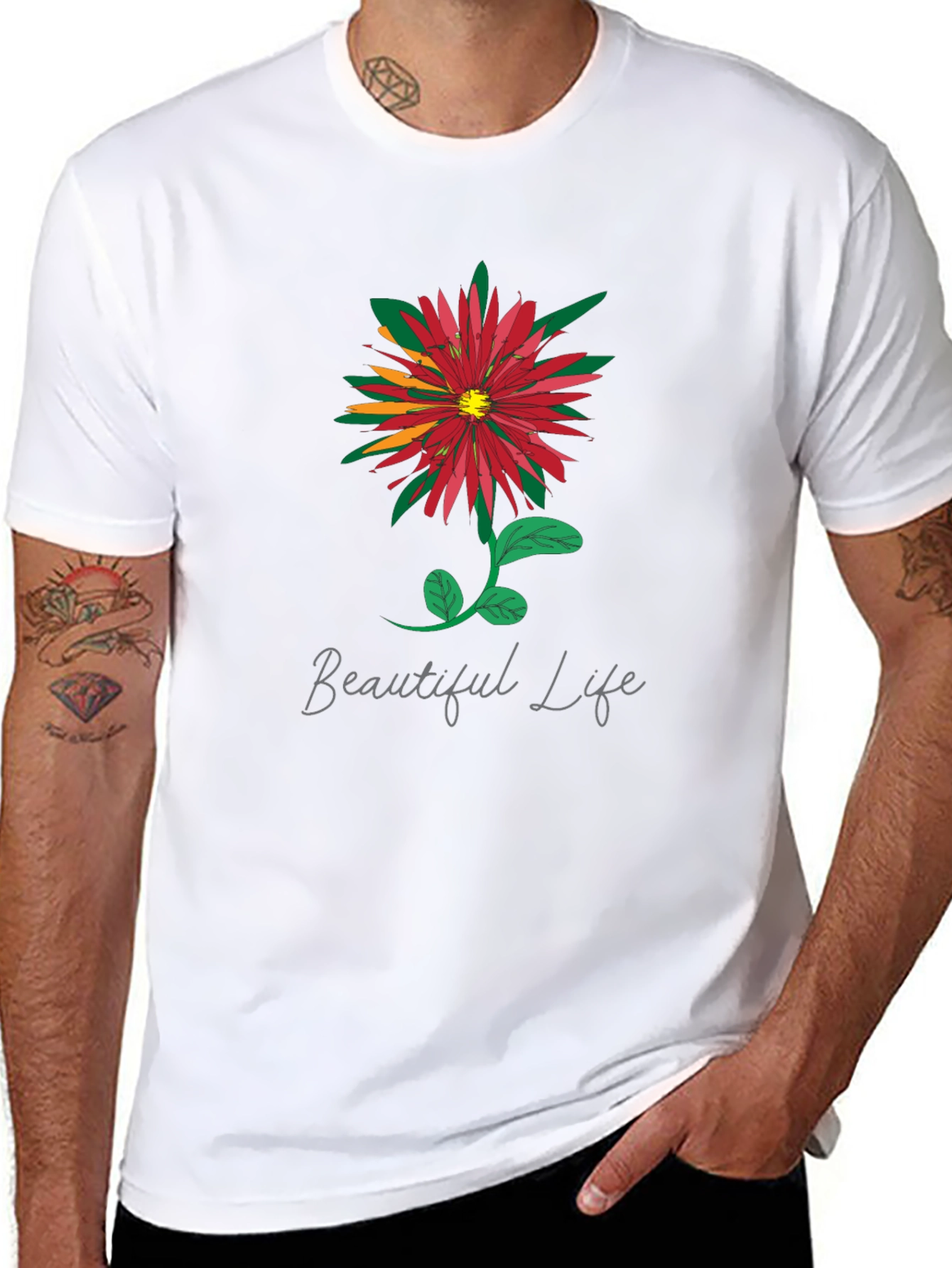 Beautiful Life Floral Graphic Tee - Black
