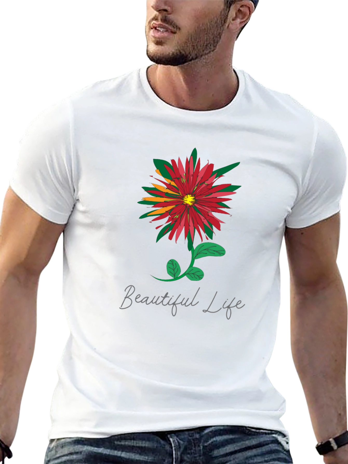 Beautiful Life Floral Graphic Tee - Black