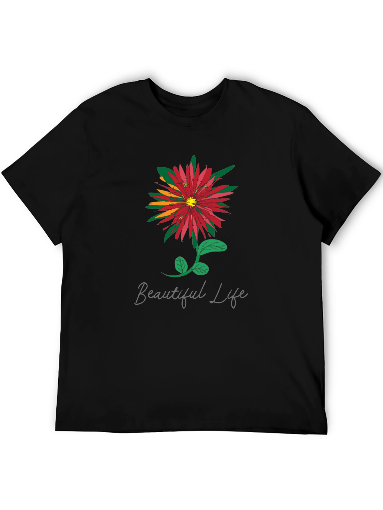 Beautiful Life Floral Graphic Tee - Black