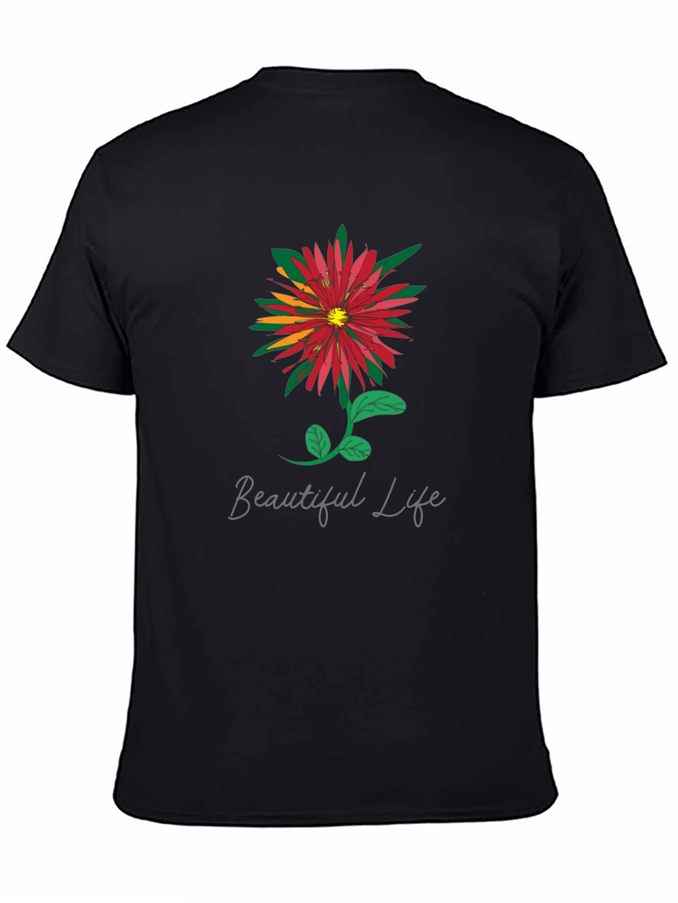 Beautiful Life Floral Graphic Tee - Black