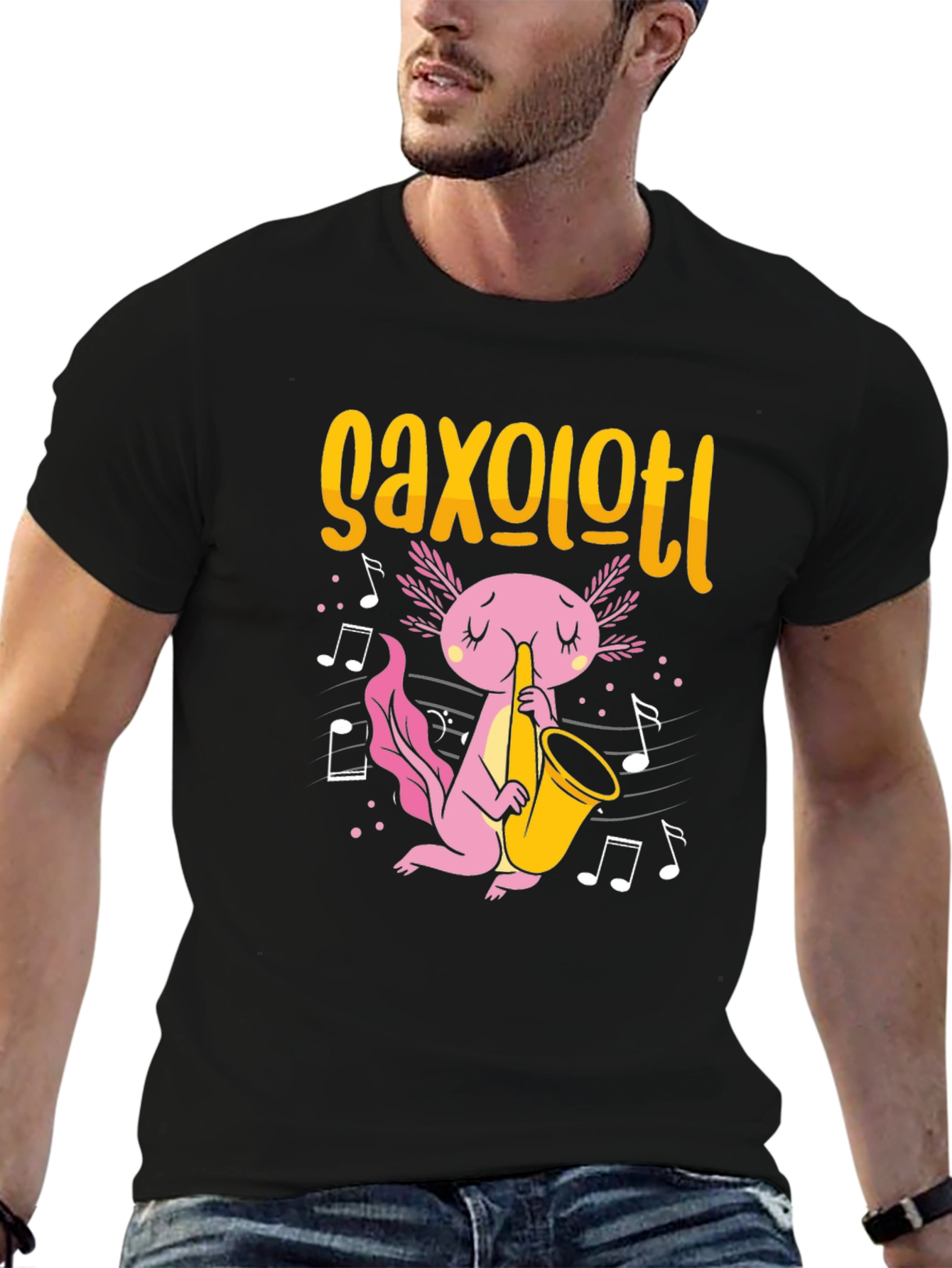 Axolotl Saxophone T-Shirt - Black