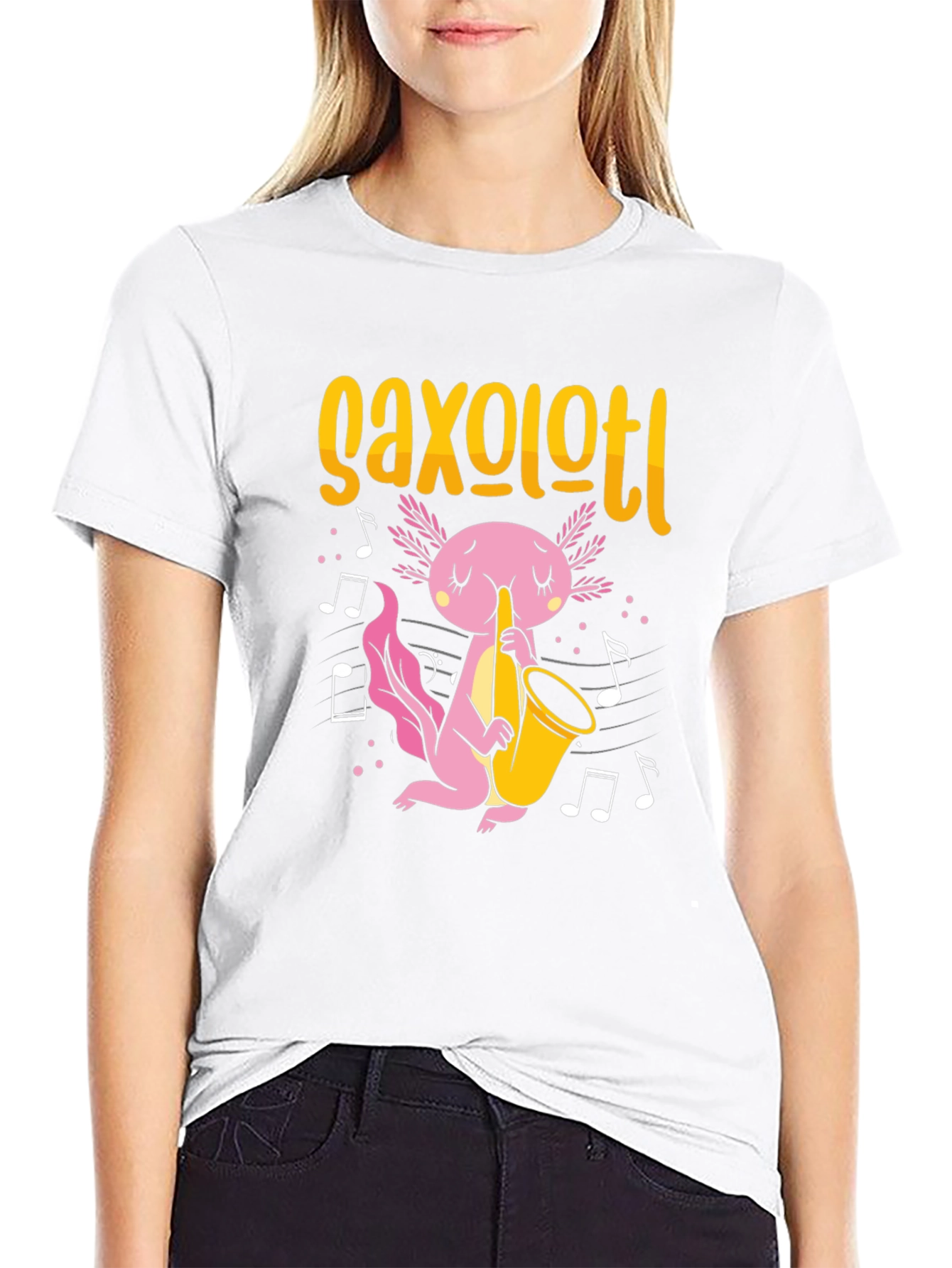 Axolotl Saxophone T-Shirt - Black