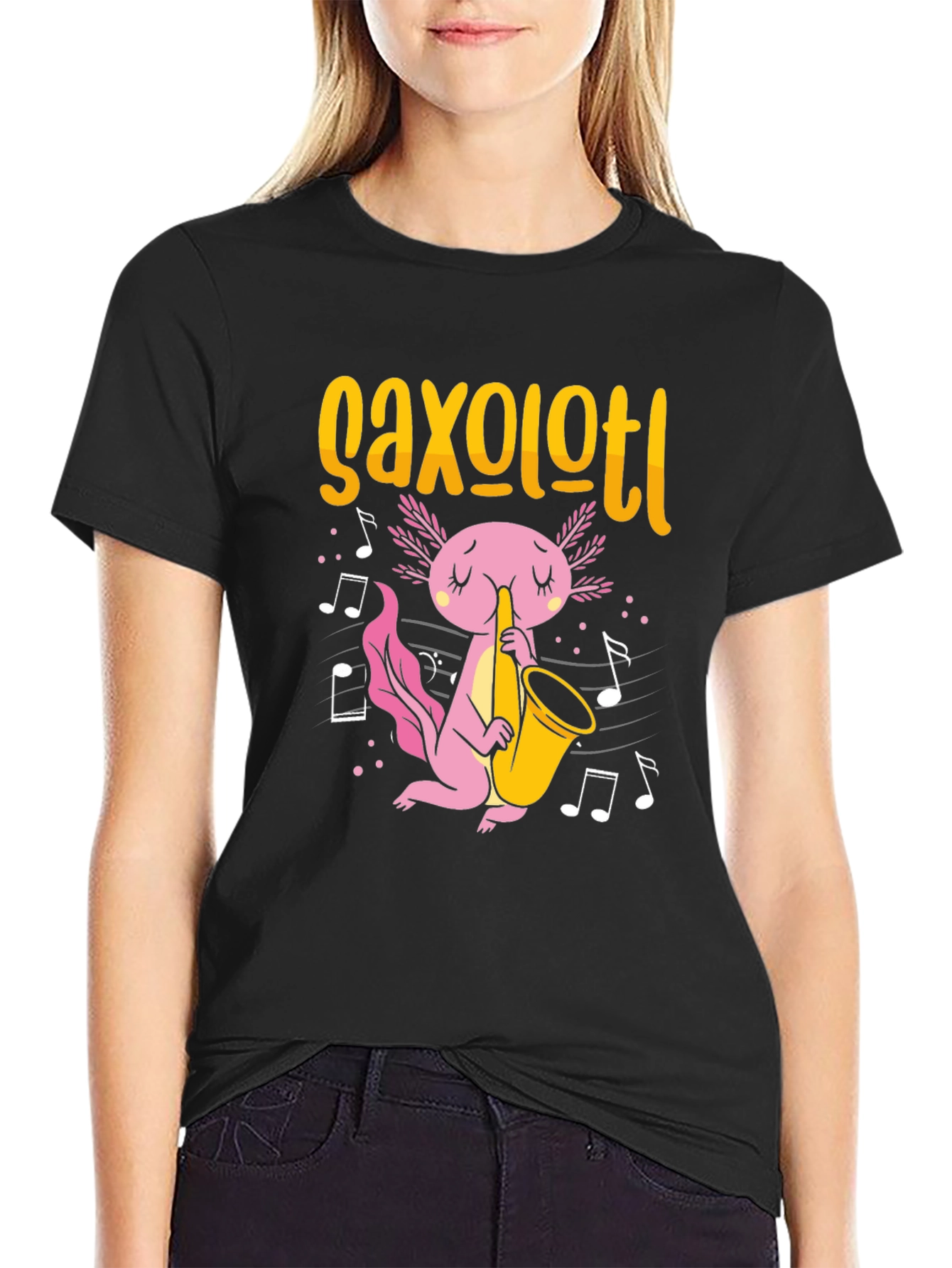 Axolotl Saxophone T-Shirt - Black