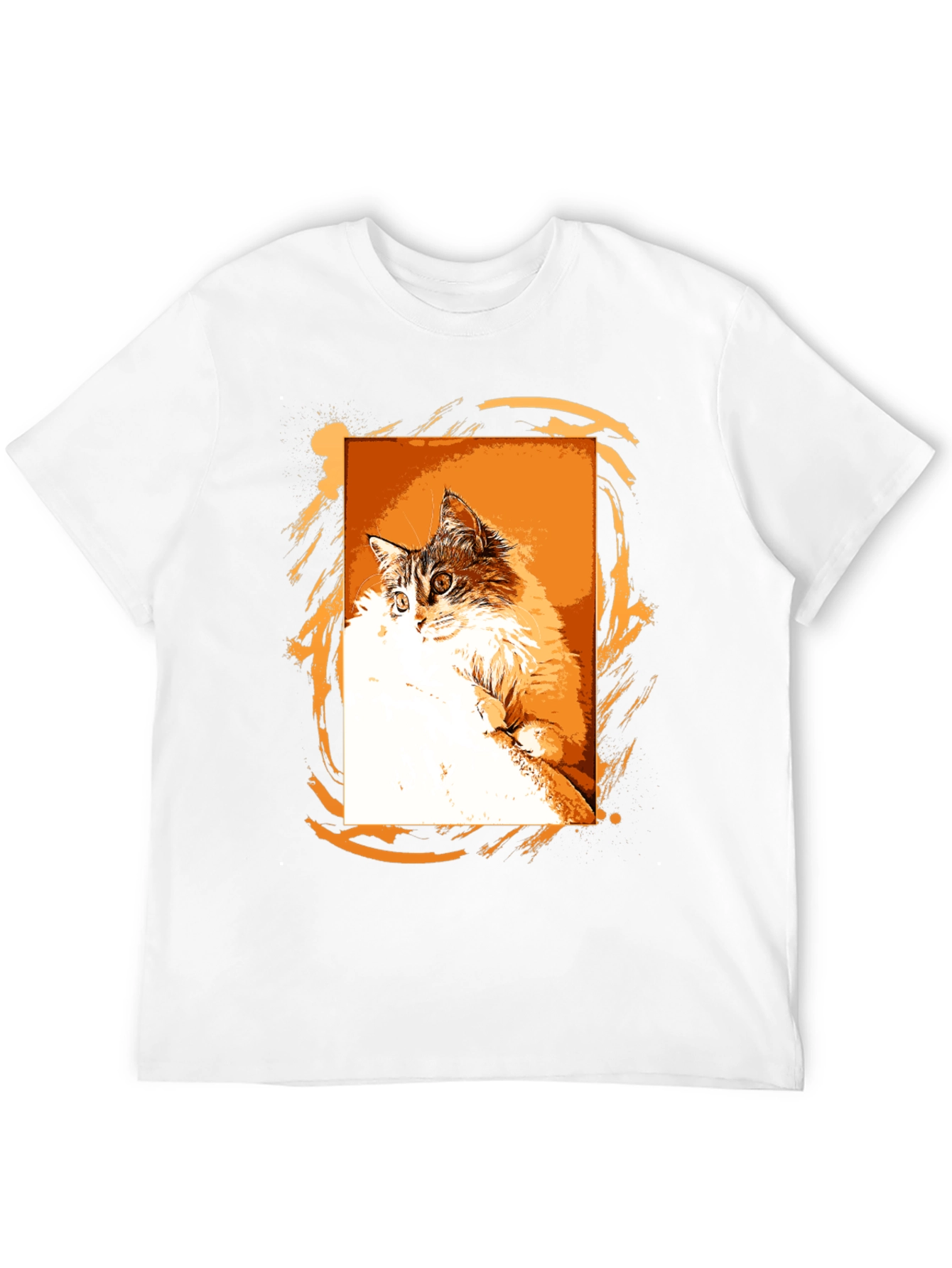 Cat Graphic Print Black T-Shirt