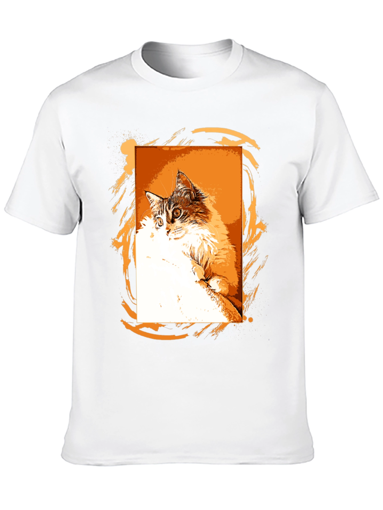 Cat Graphic Print Black T-Shirt