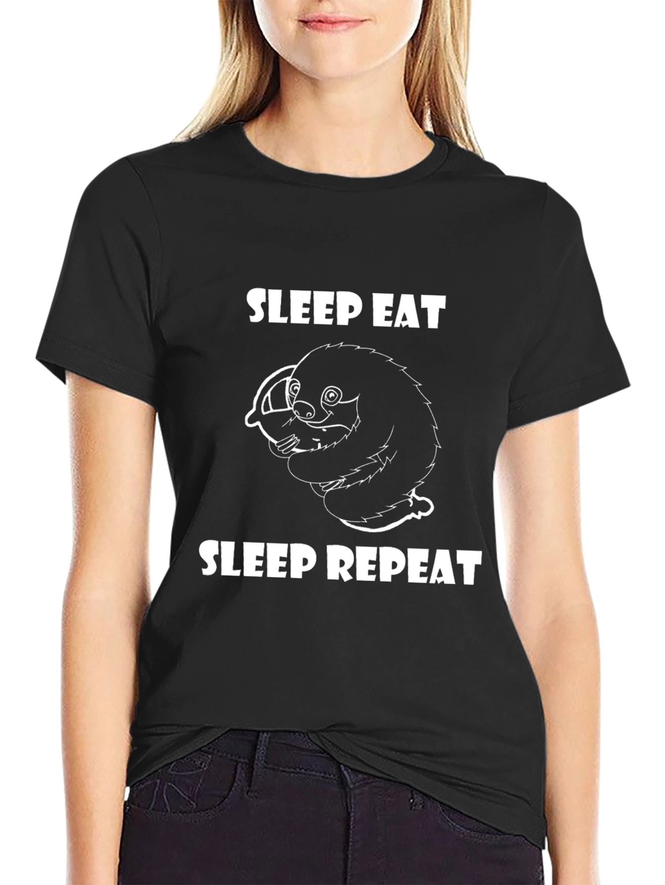 Sleep Eat Repeat Sloth Graphic Tee