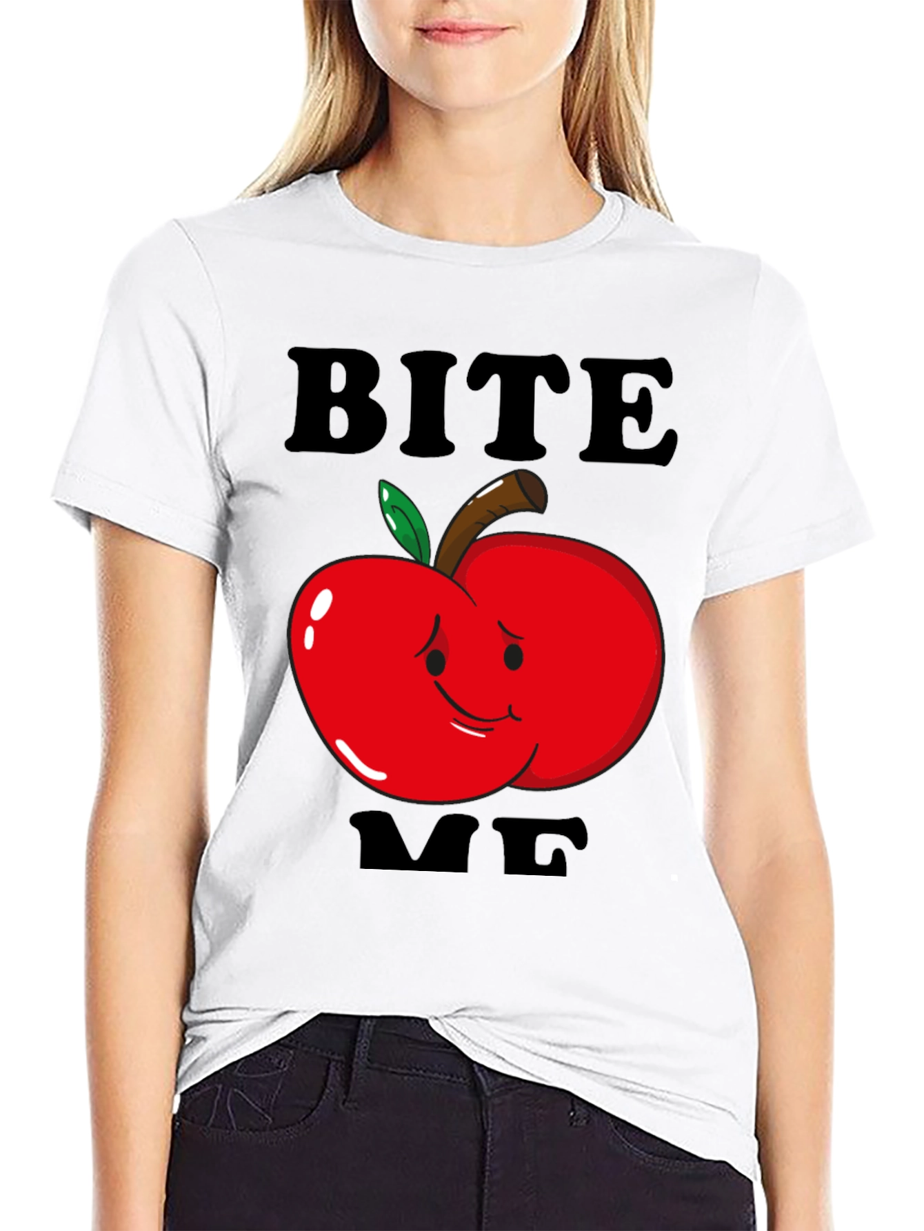 Bite Me Apple Graphic T-Shirt