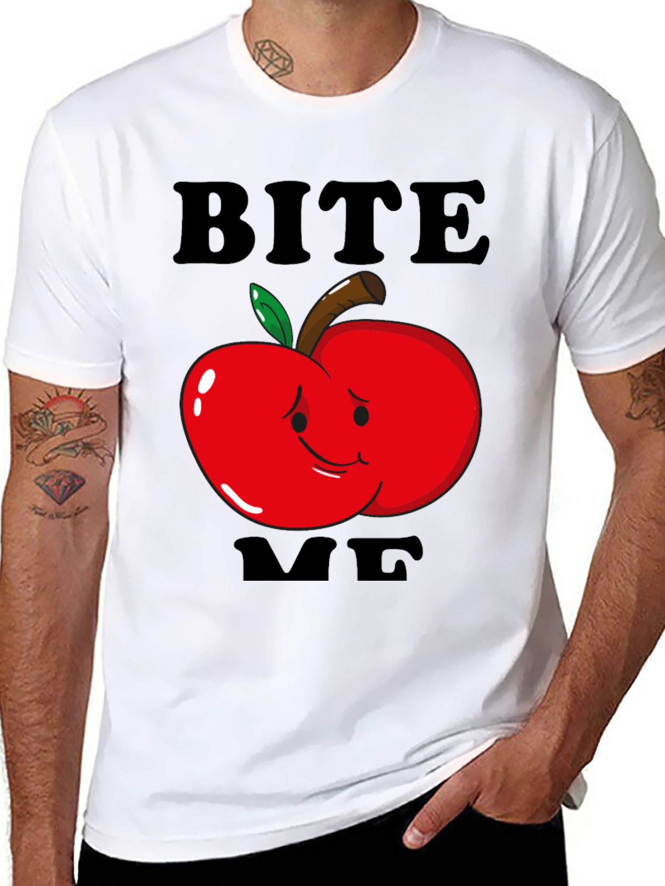 Bite Me Apple Graphic T-Shirt