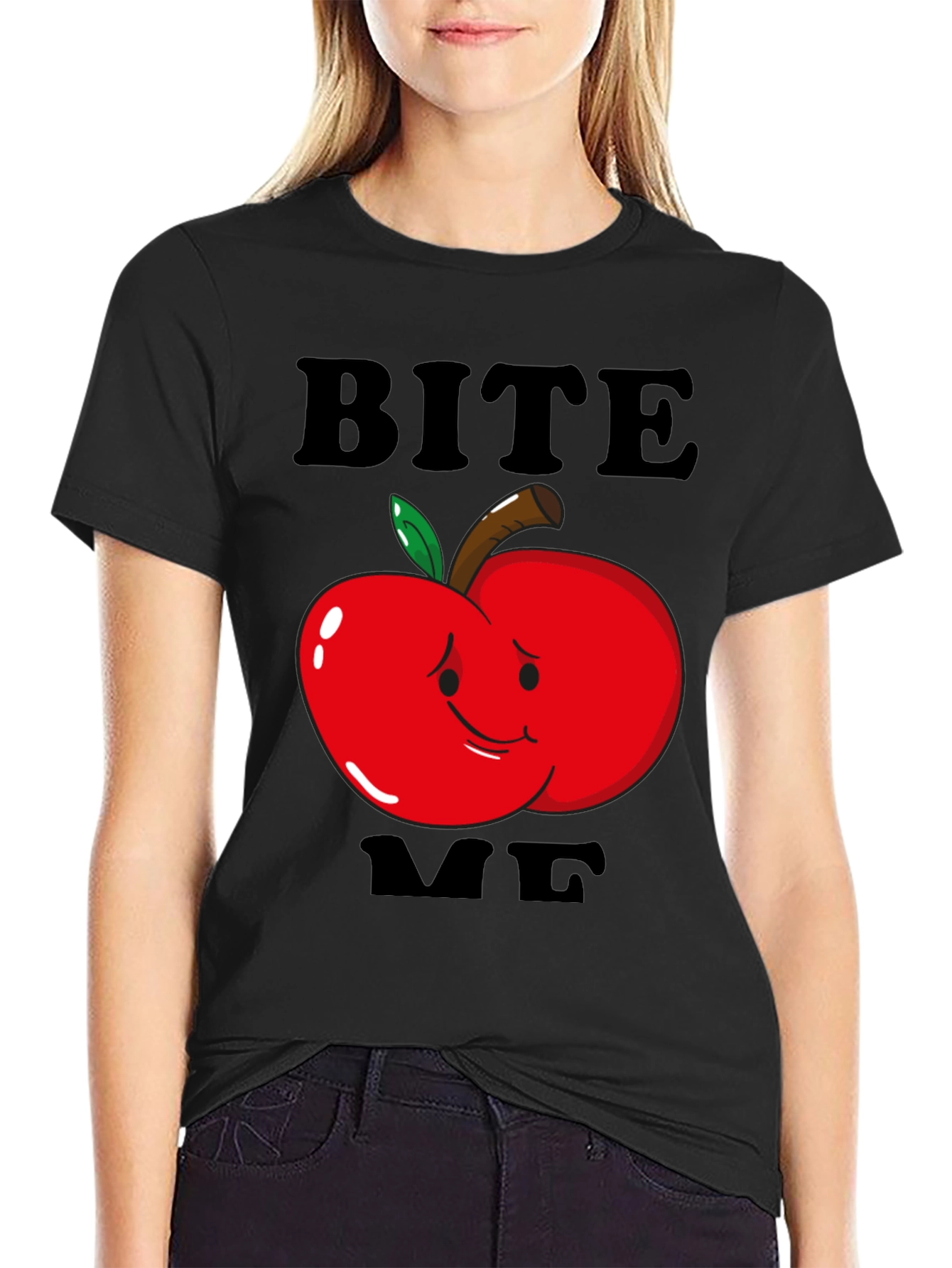 Bite Me Apple Graphic T-Shirt