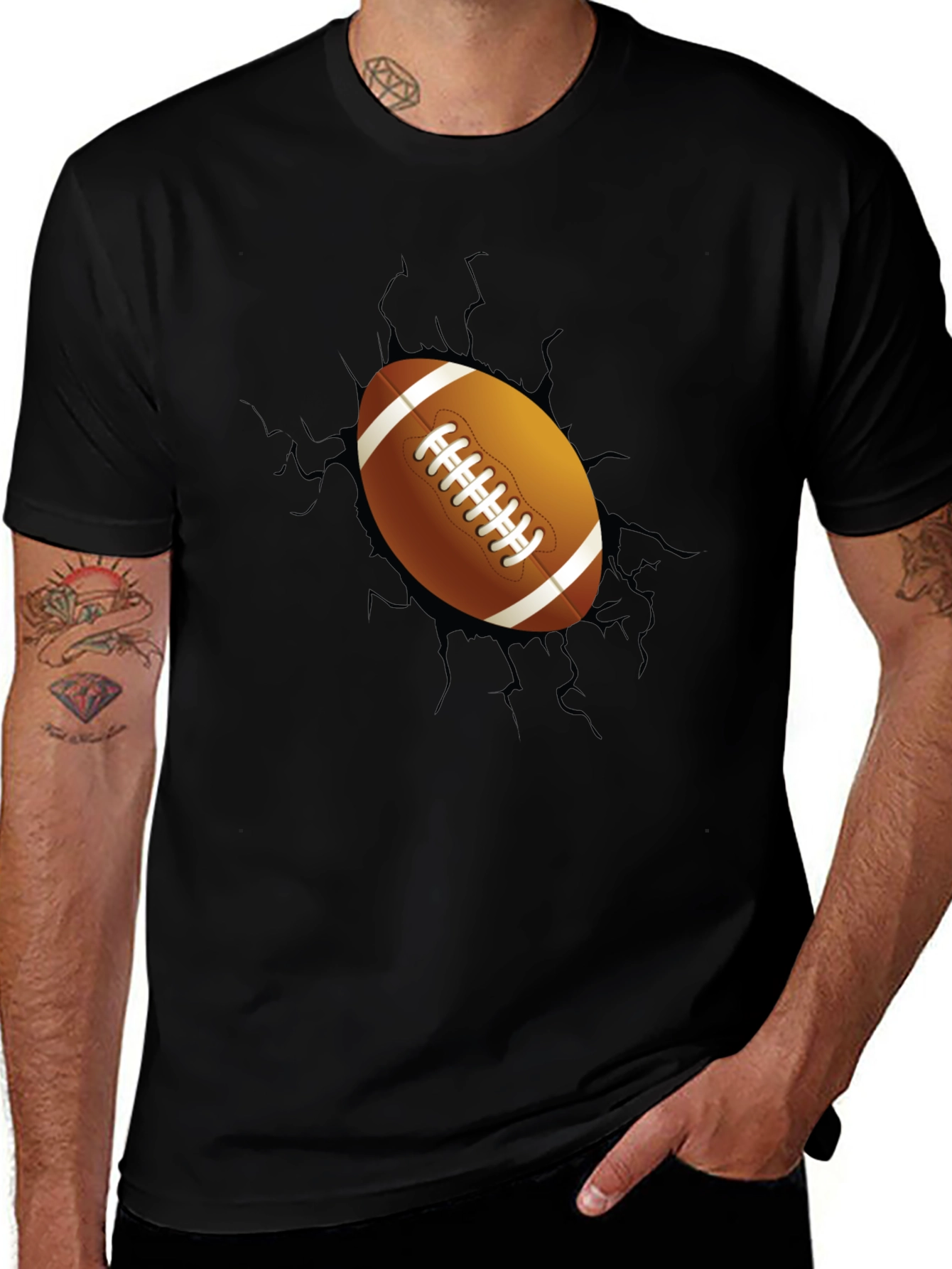 Football Breakout Graphic Tee - Black