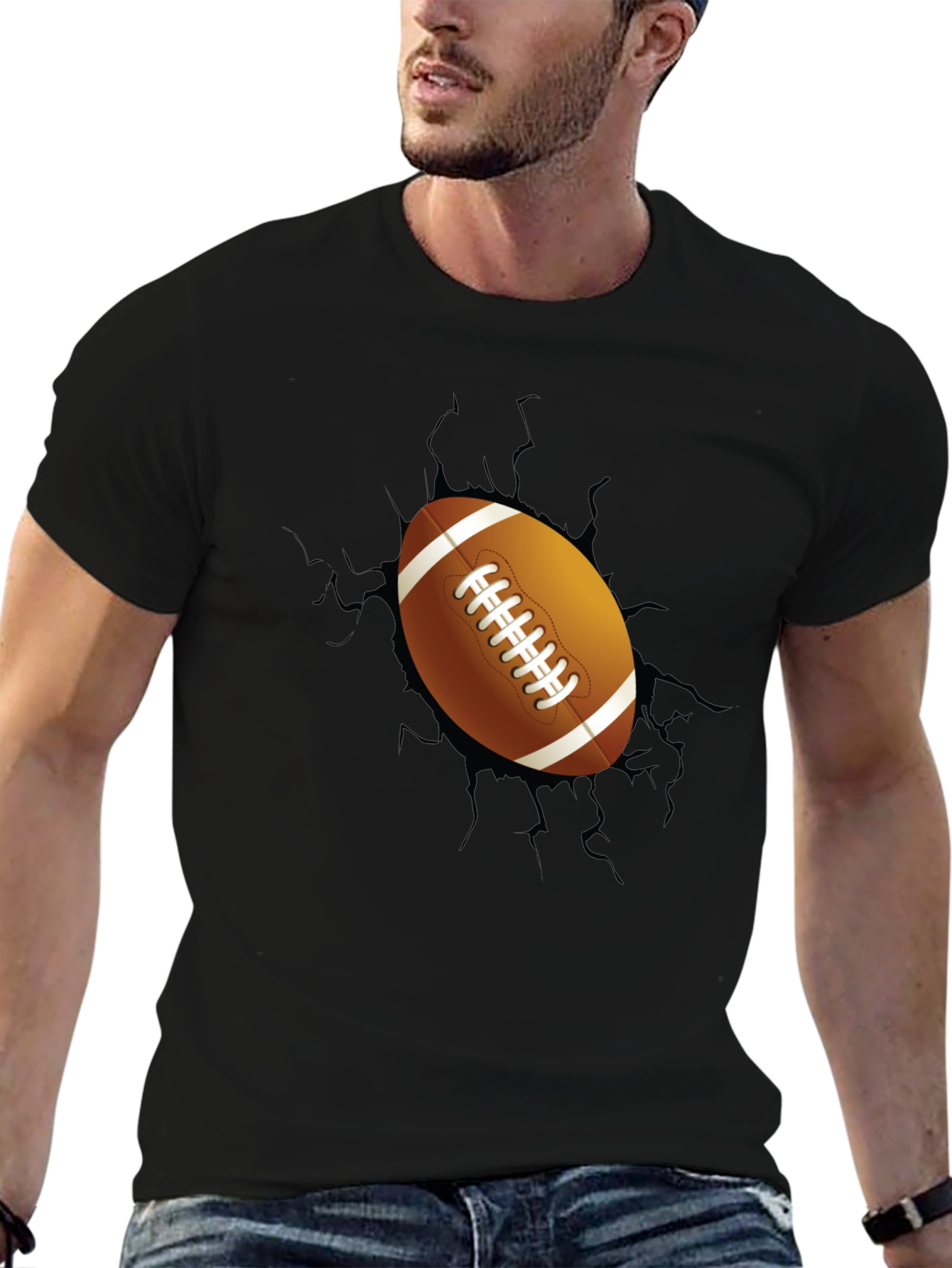 Football Breakout Graphic Tee - Black