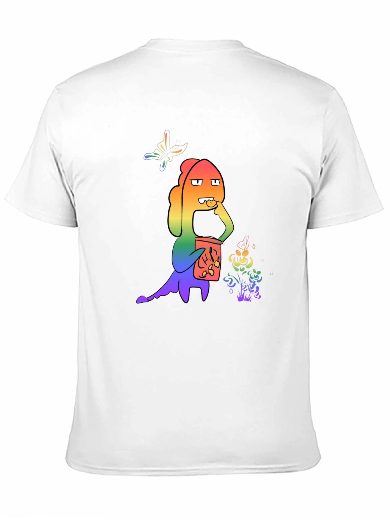 Rainbow Cartoon Character Black T-Shirt