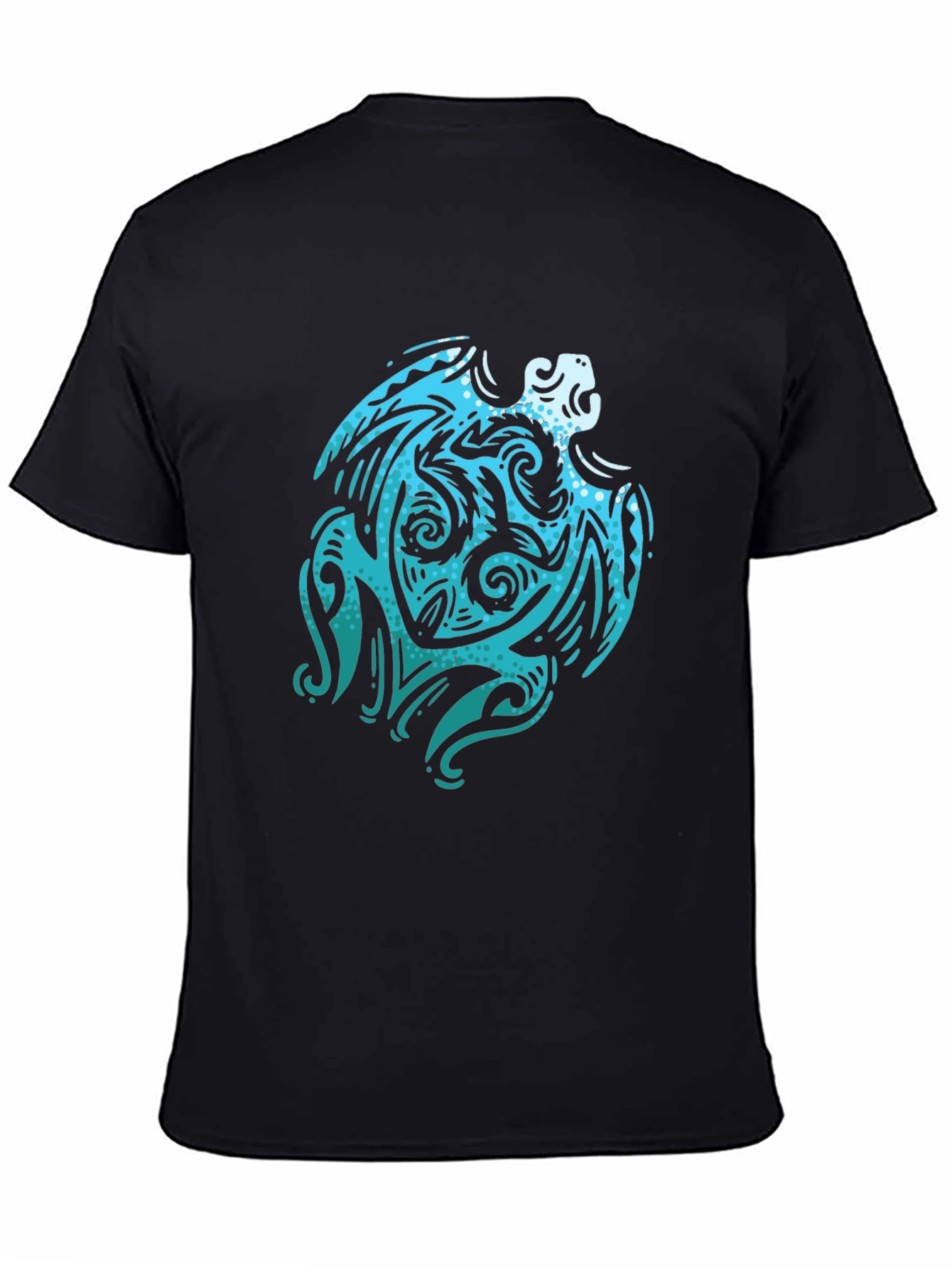 Tribal Turtle Graphic Tee - Black Cotton Shirt