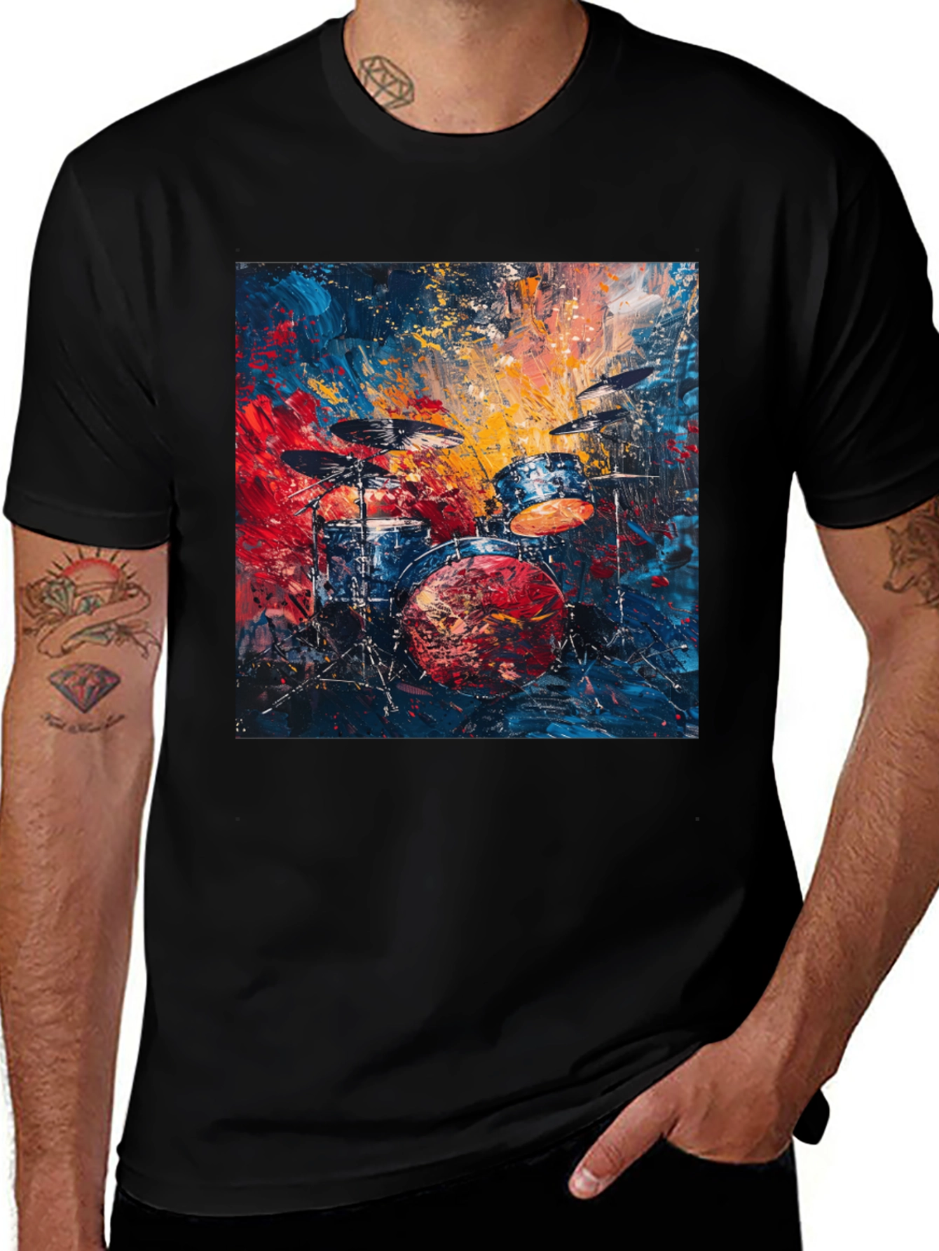 Abstract Drum Set Graphic Tee - Music Lover T-Shirt