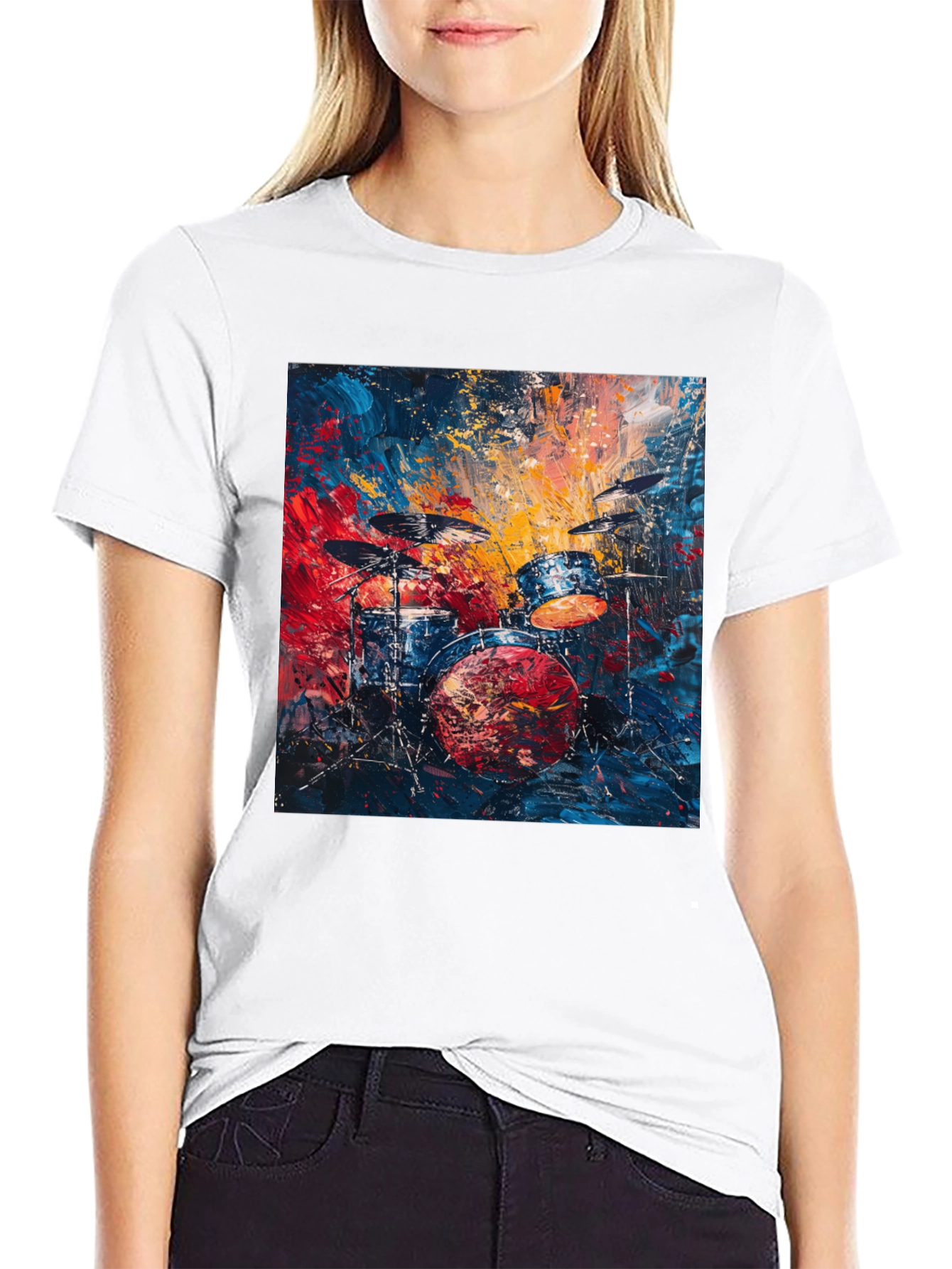 Abstract Drum Set Graphic Tee - Music Lover T-Shirt