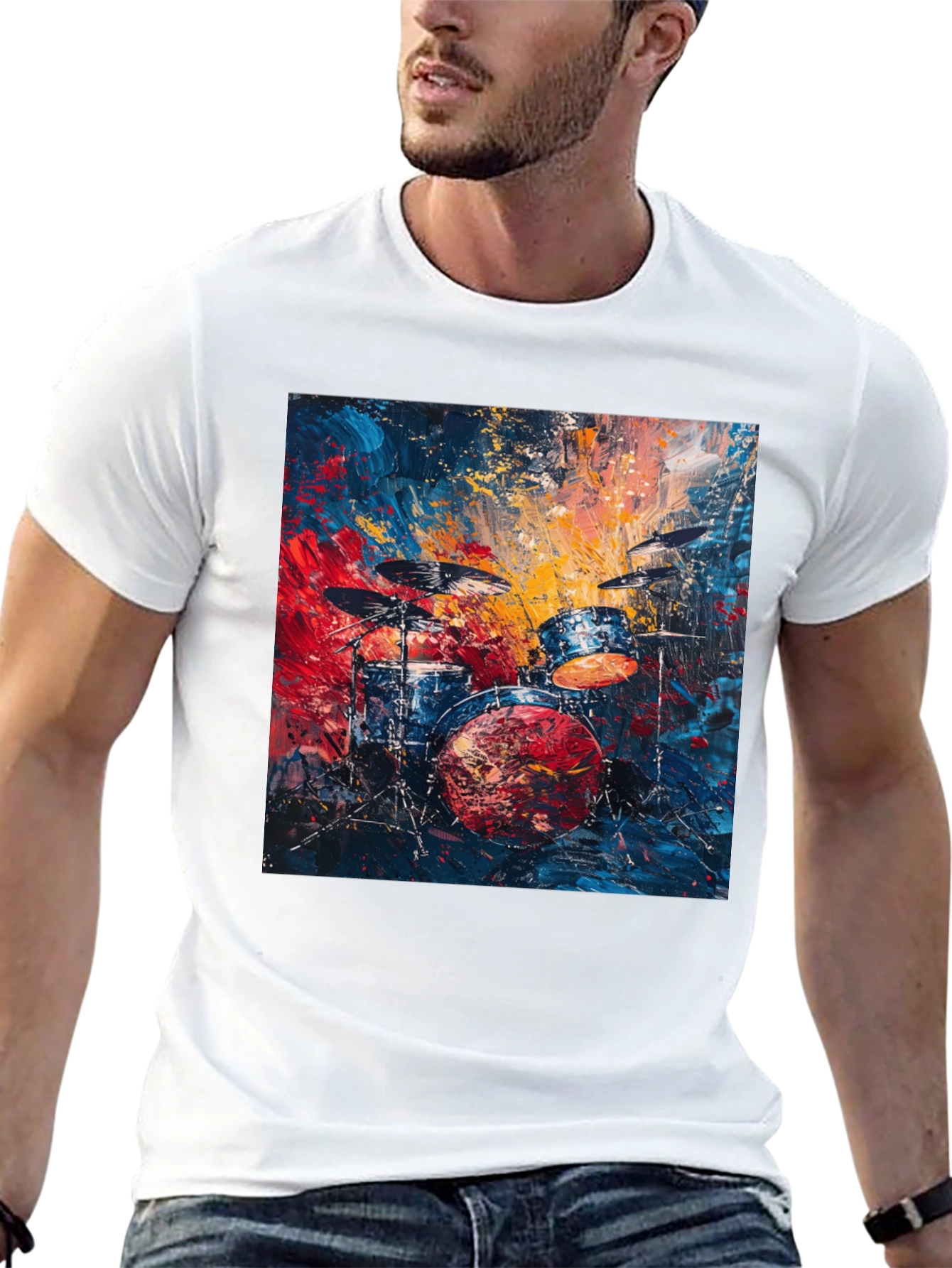 Abstract Drum Set Graphic Tee - Music Lover T-Shirt