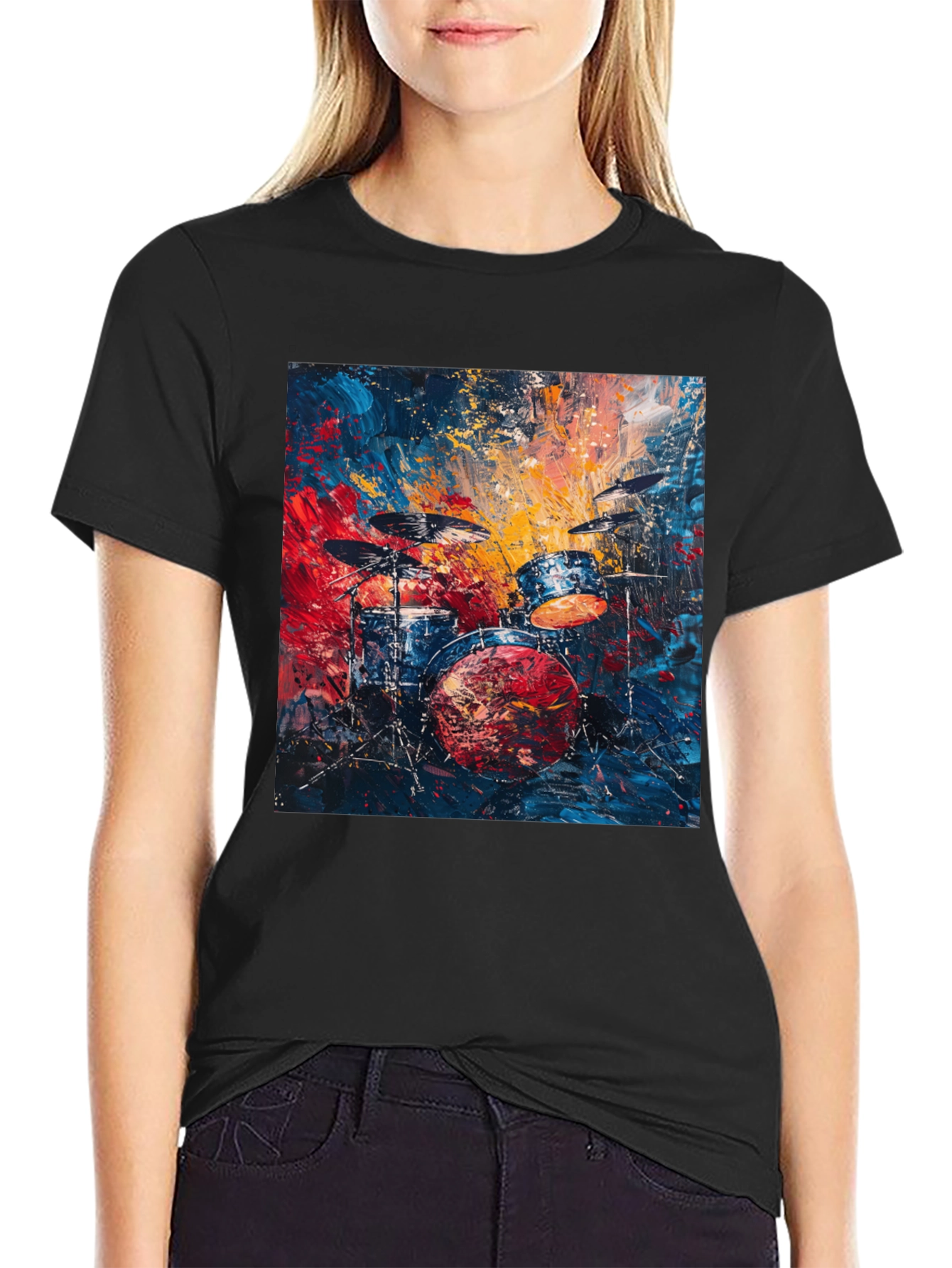 Abstract Drum Set Graphic Tee - Music Lover T-Shirt