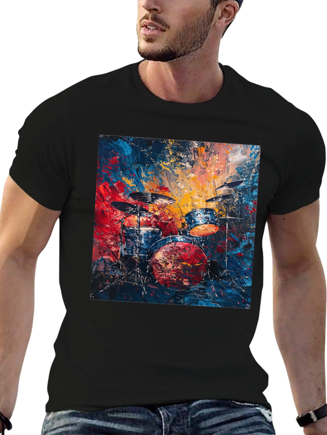 Abstract Drum Set Graphic Tee - Music Lover T-Shirt