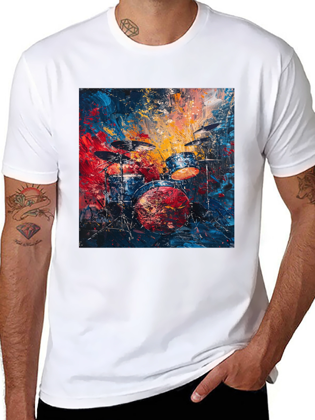 Abstract Drum Set Graphic Tee - Music Lover T-Shirt
