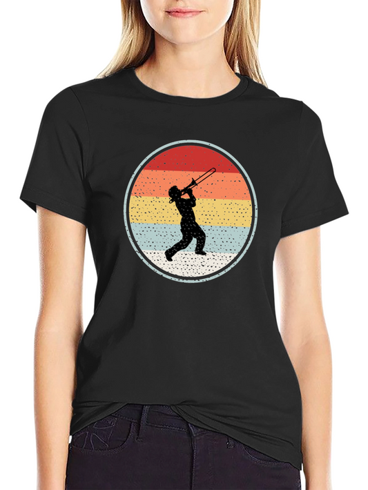 Vintage Trombone Player Graphic Tee - Black
