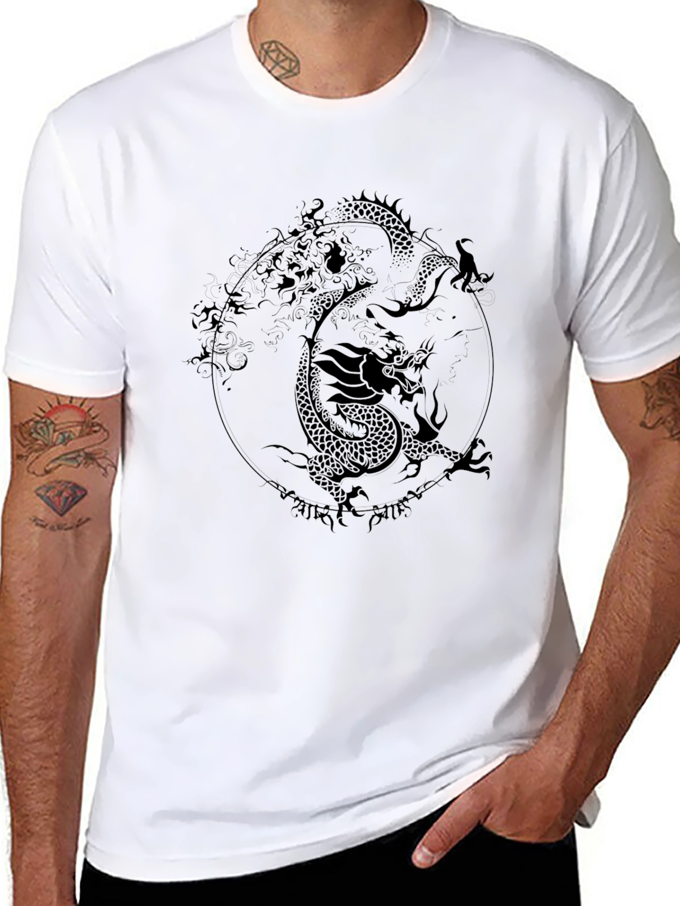 Yin Yang Dragon Black T-Shirt