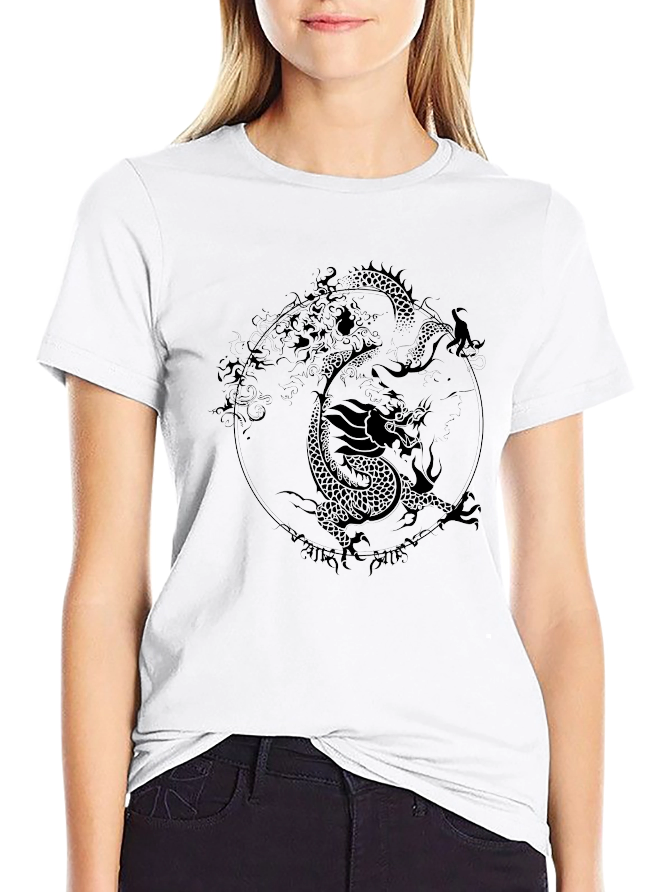Yin Yang Dragon Black T-Shirt