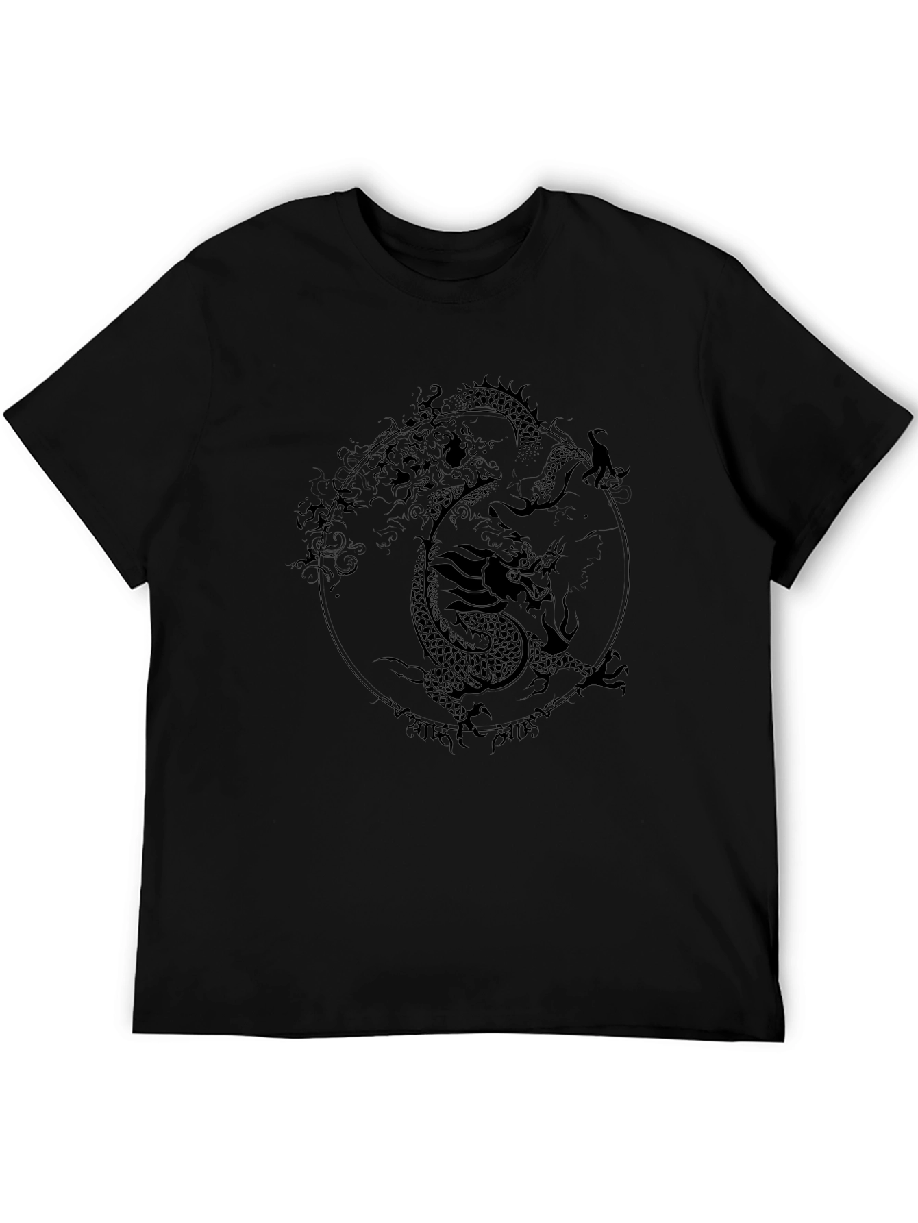 Yin Yang Dragon Black T-Shirt