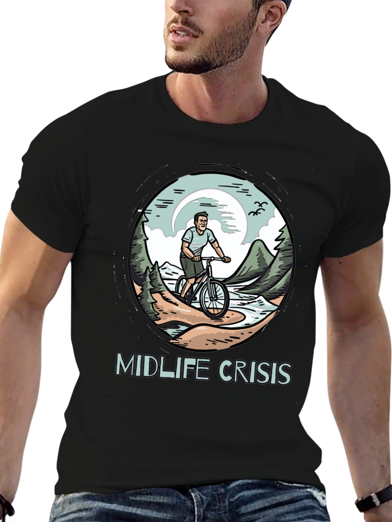 Midlife Crisis Biker Graphic T-Shirt
