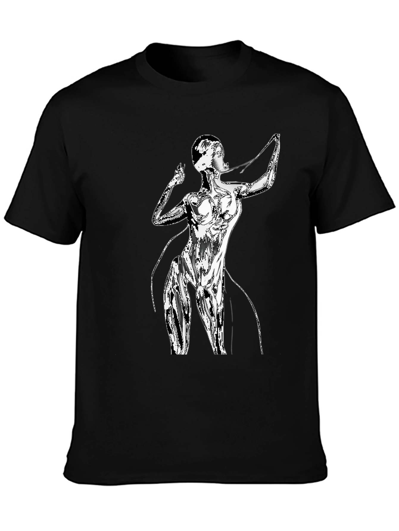 Abstract Figure Graphic Tee - Black