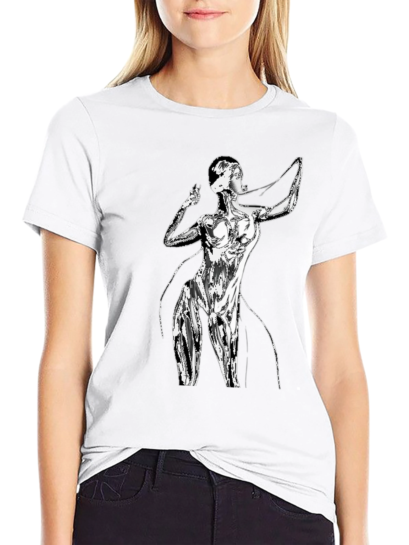 Abstract Figure Graphic Tee - Black