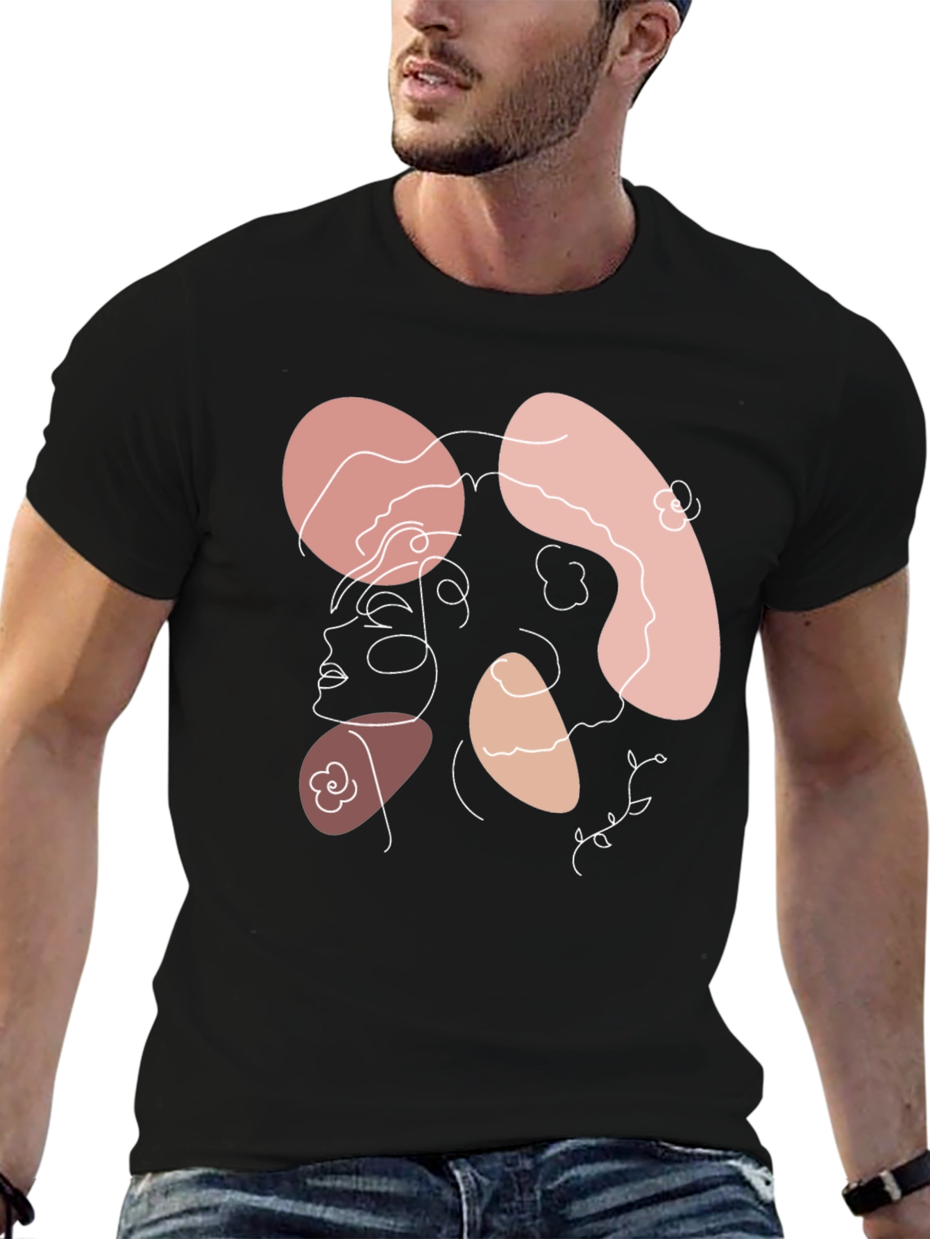 Abstract Line Art Graphic T-Shirt