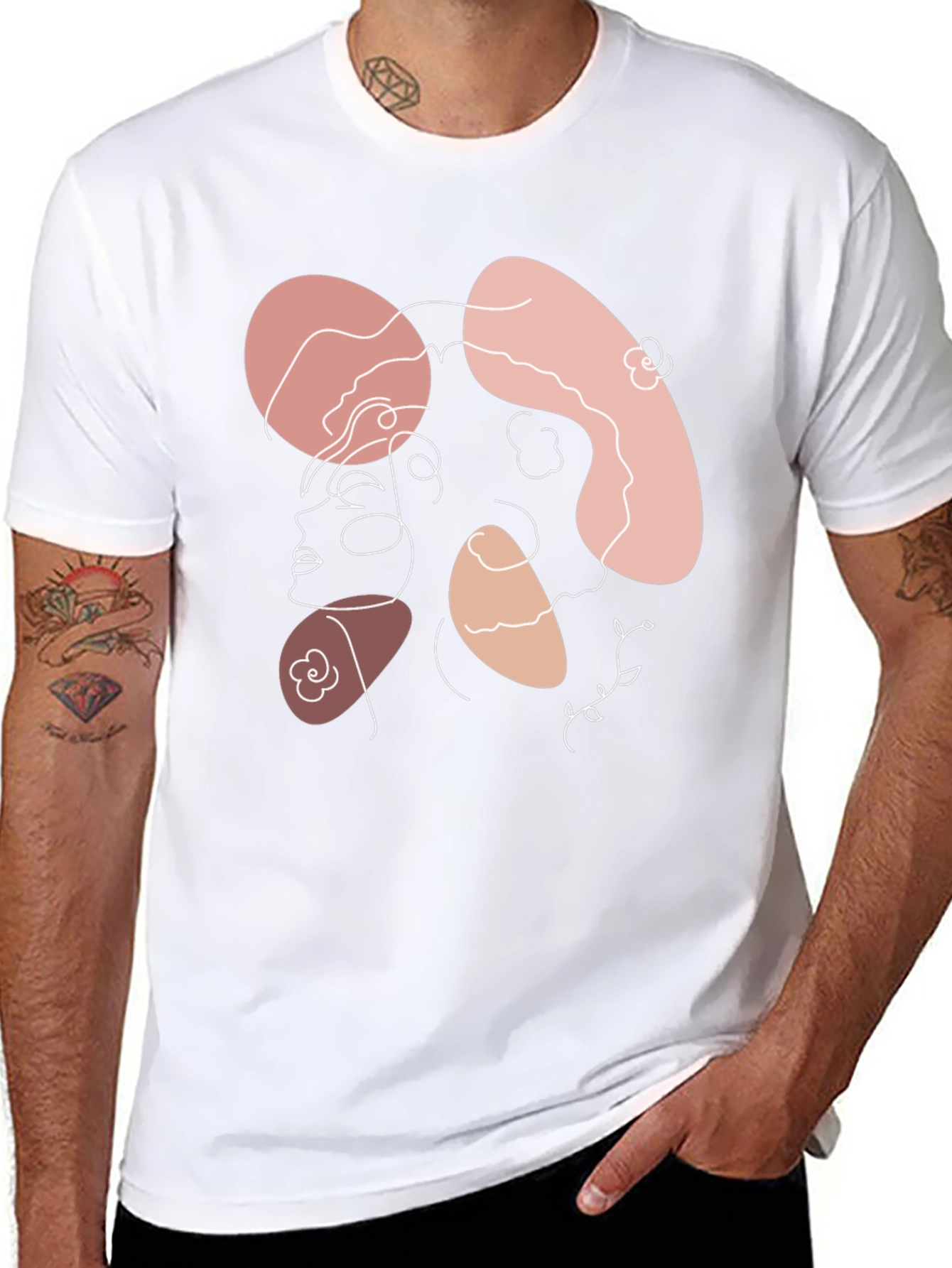 Abstract Line Art Graphic T-Shirt
