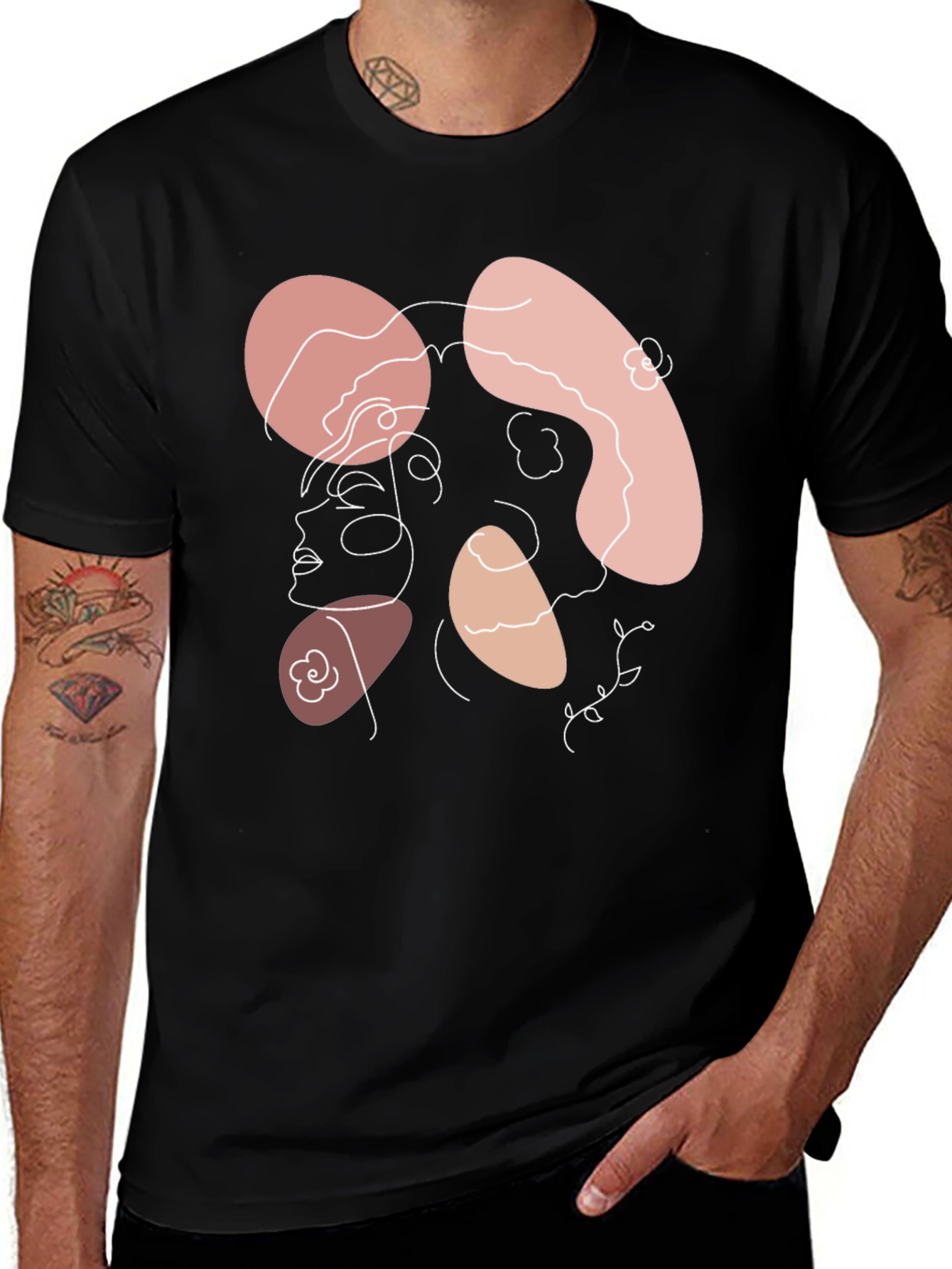Abstract Line Art Graphic T-Shirt