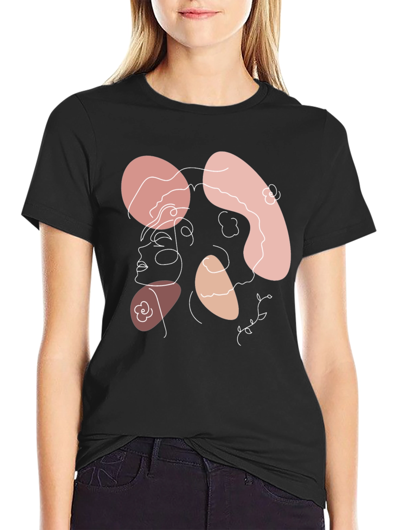 Abstract Line Art Graphic T-Shirt