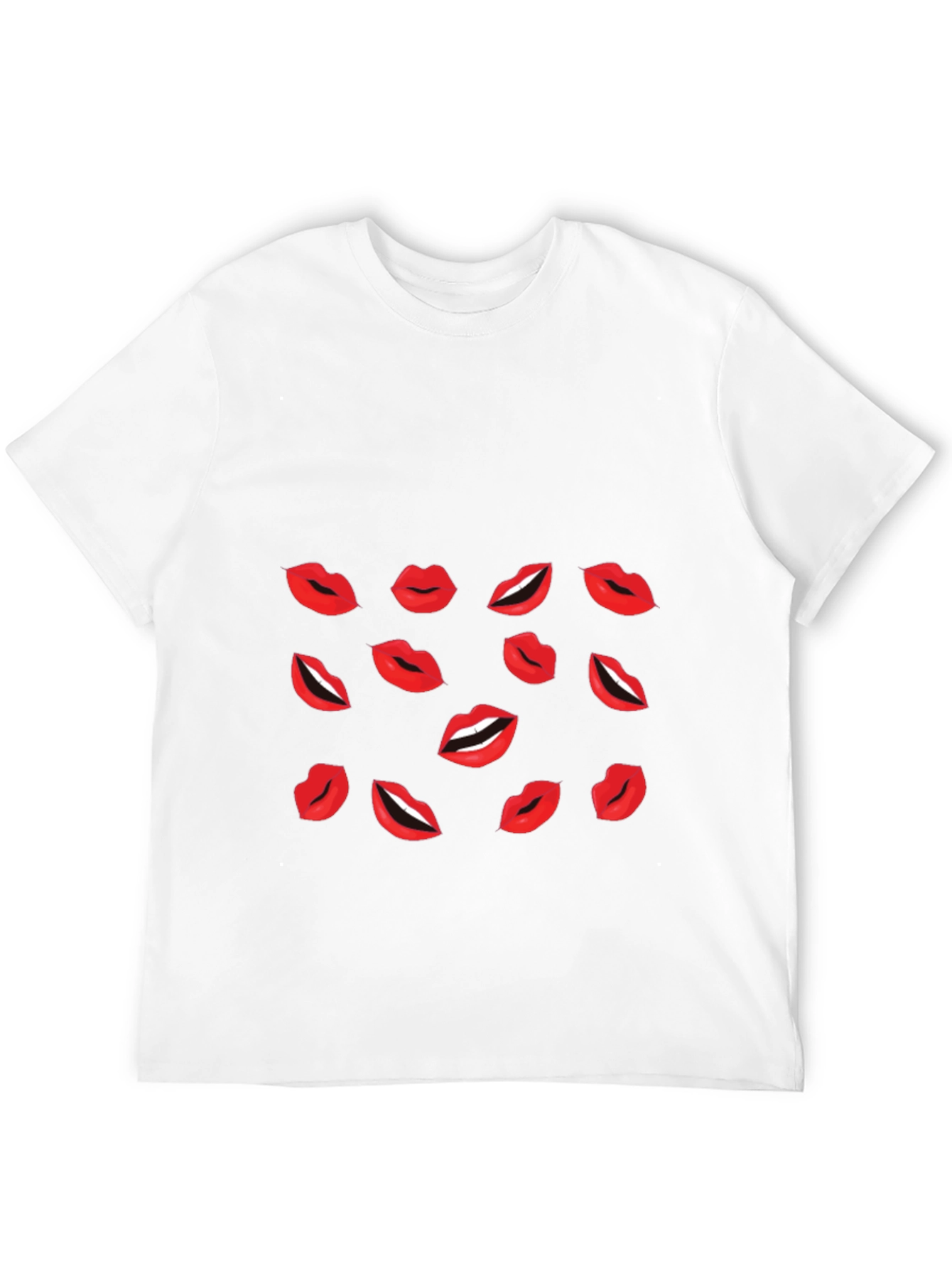 Lips Print Black T-Shirt