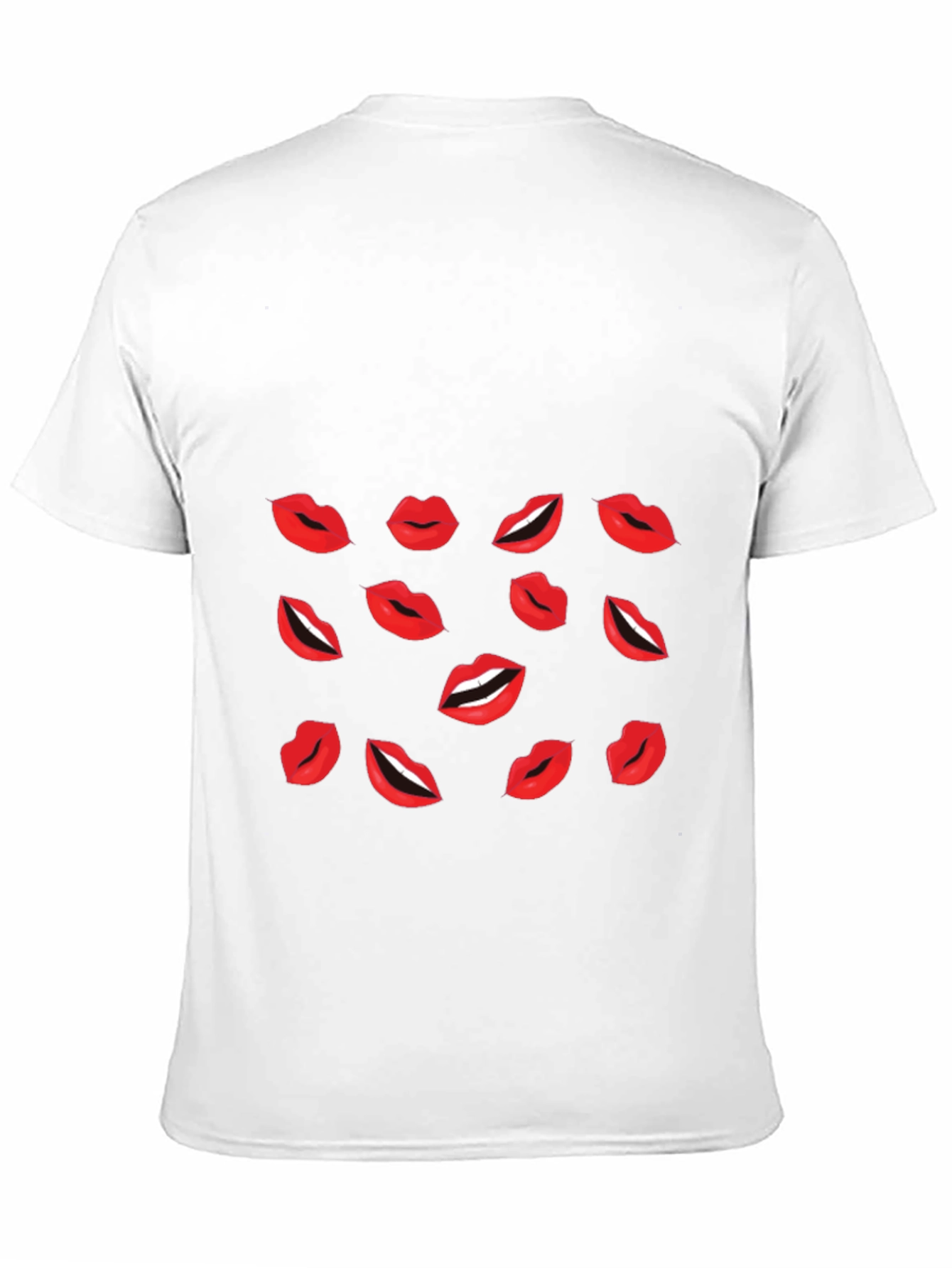 Lips Print Black T-Shirt