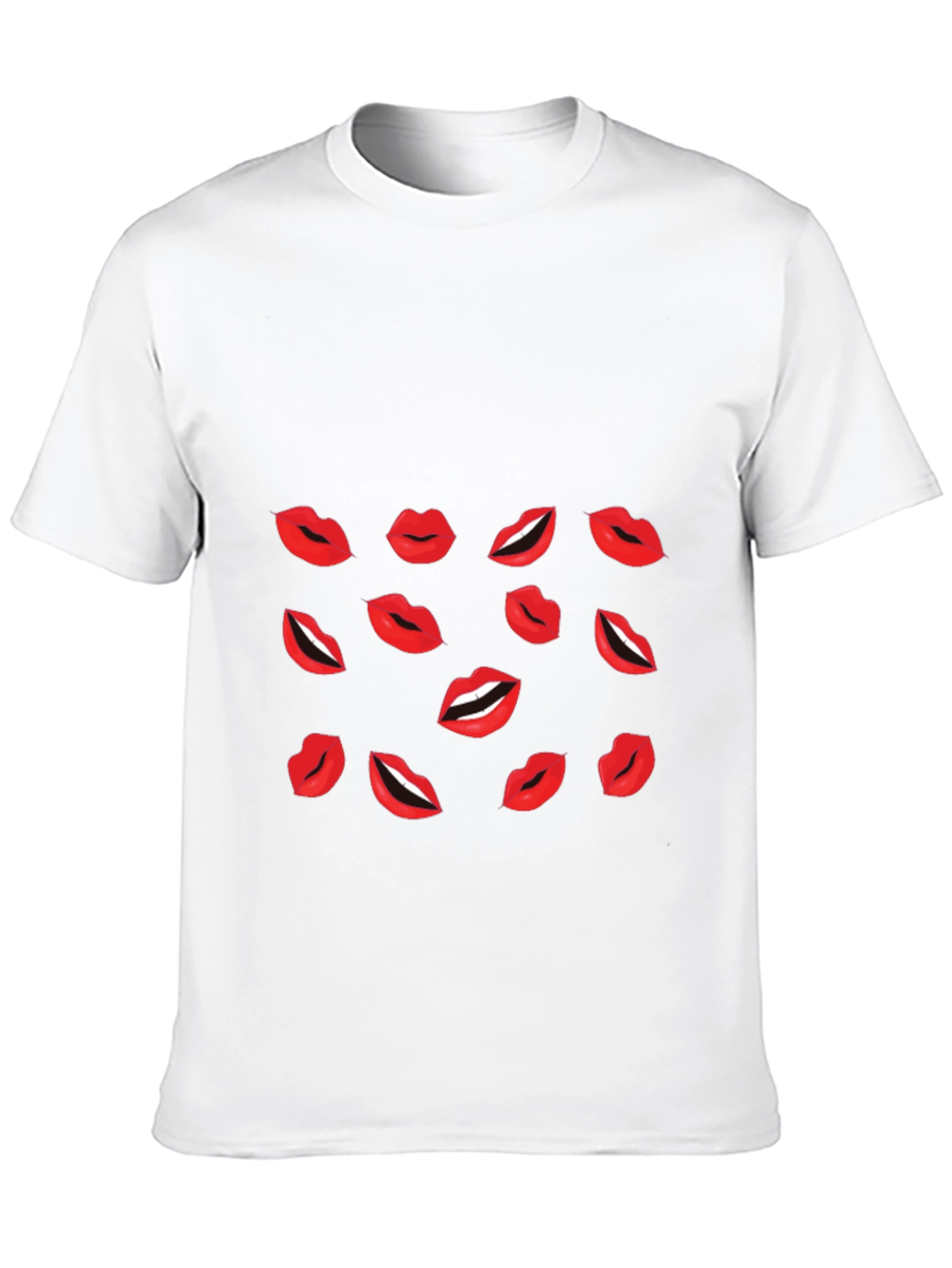 Lips Print Black T-Shirt