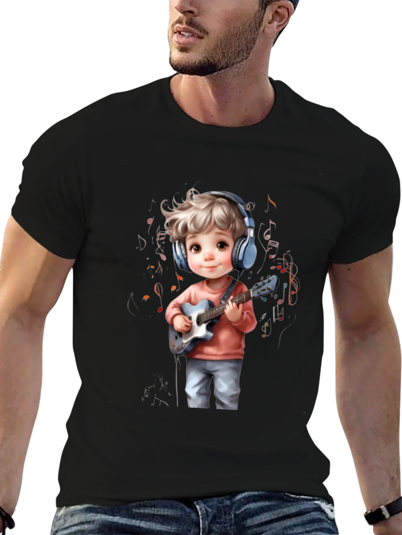Cartoon Boy Guitar Music T-Shirt