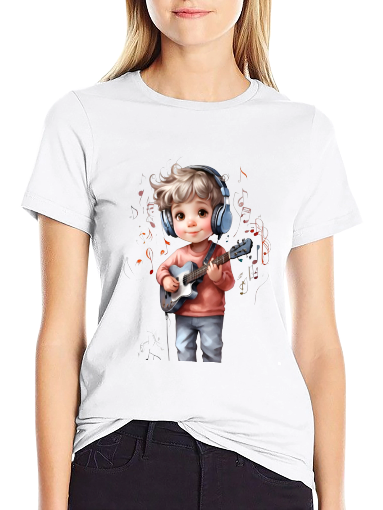 Cartoon Boy Guitar Music T-Shirt