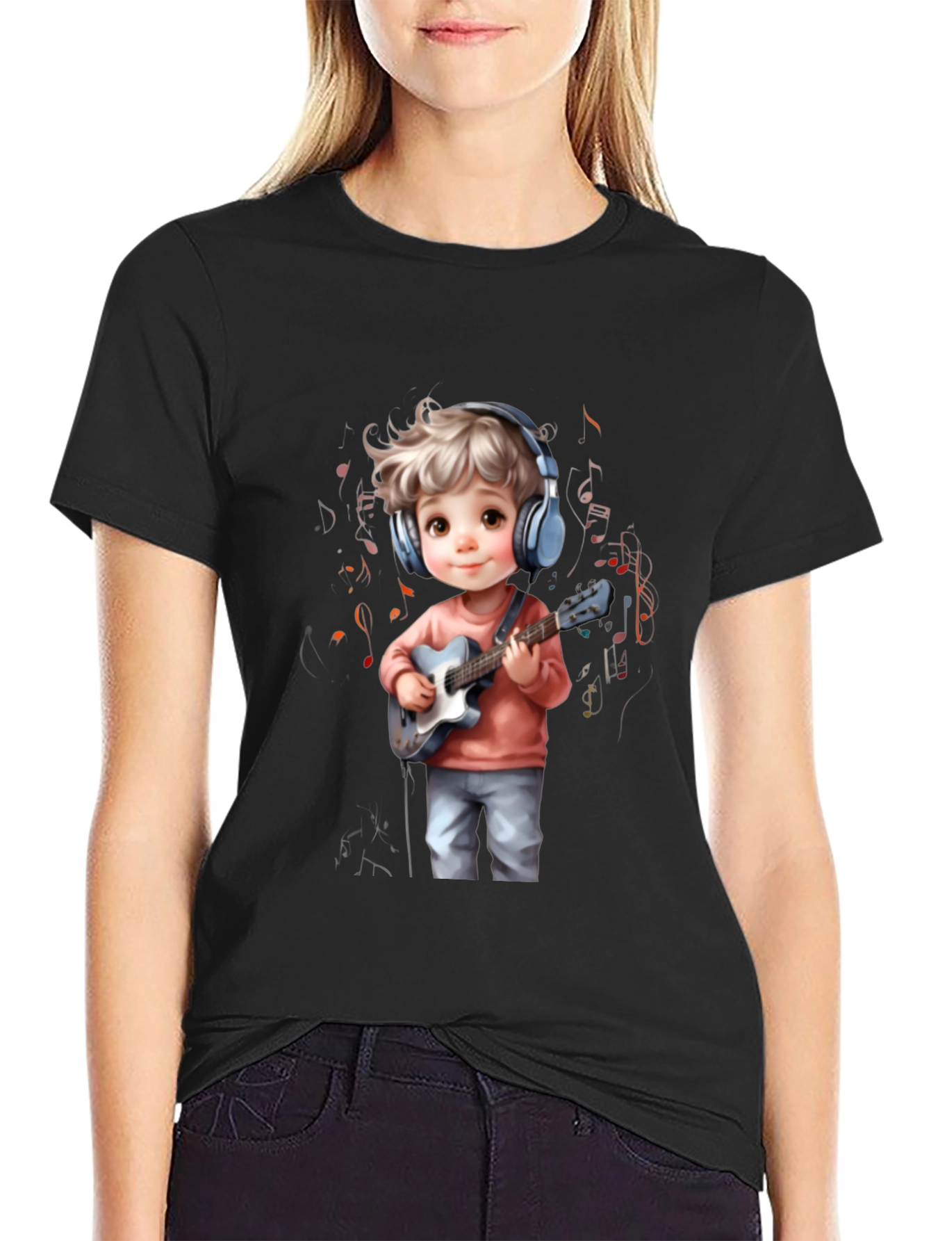 Cartoon Boy Guitar Music T-Shirt