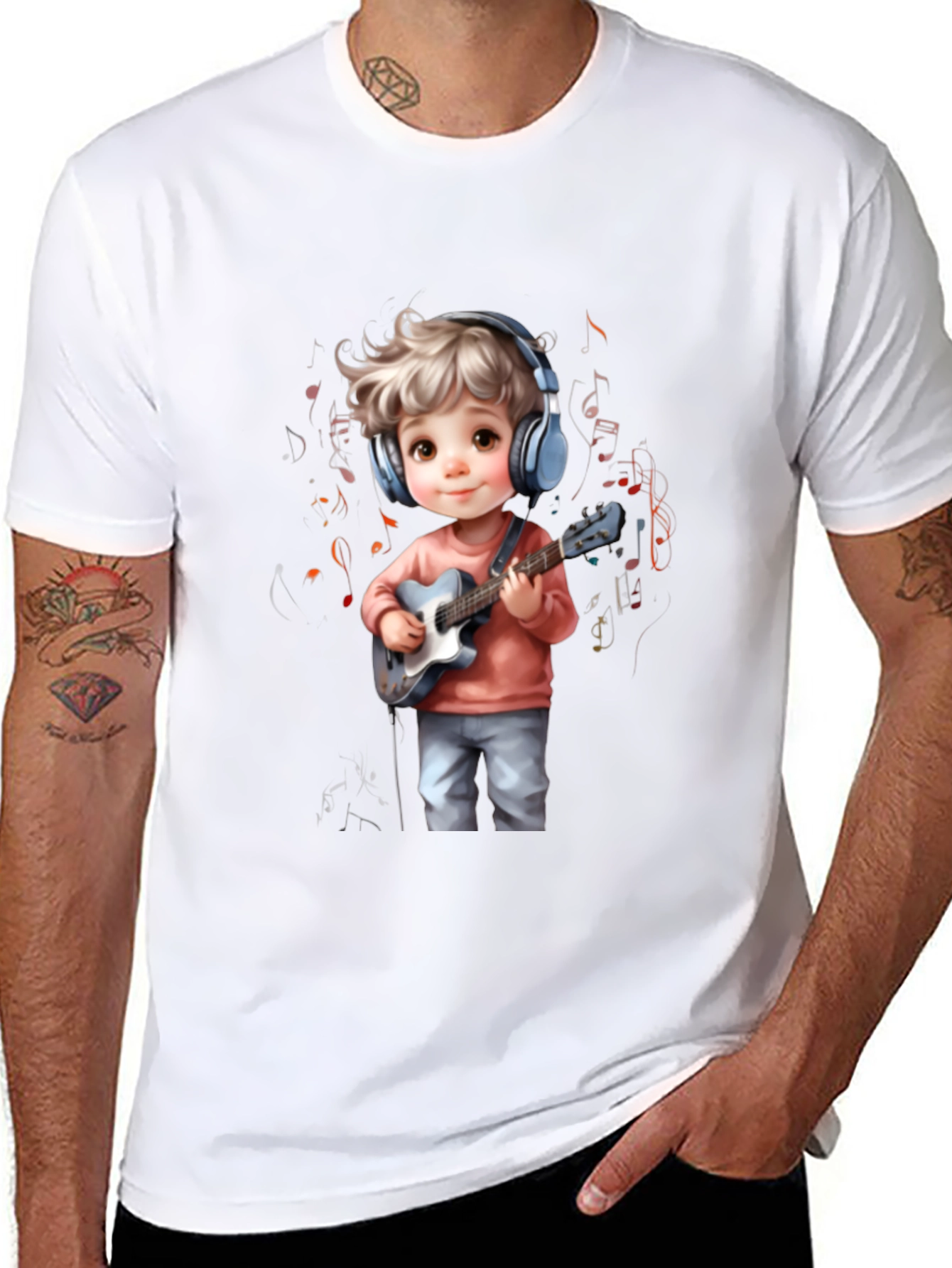 Cartoon Boy Guitar Music T-Shirt