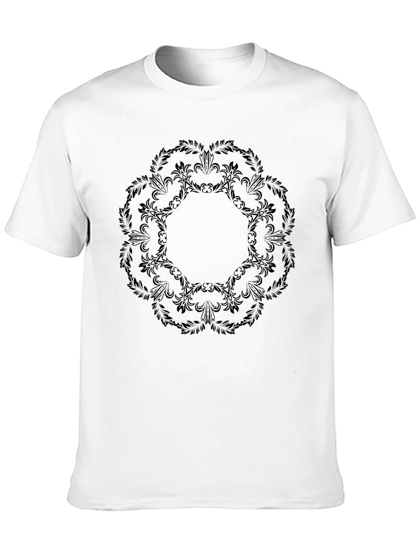 Elegant Black Floral Mandala Graphic Tee