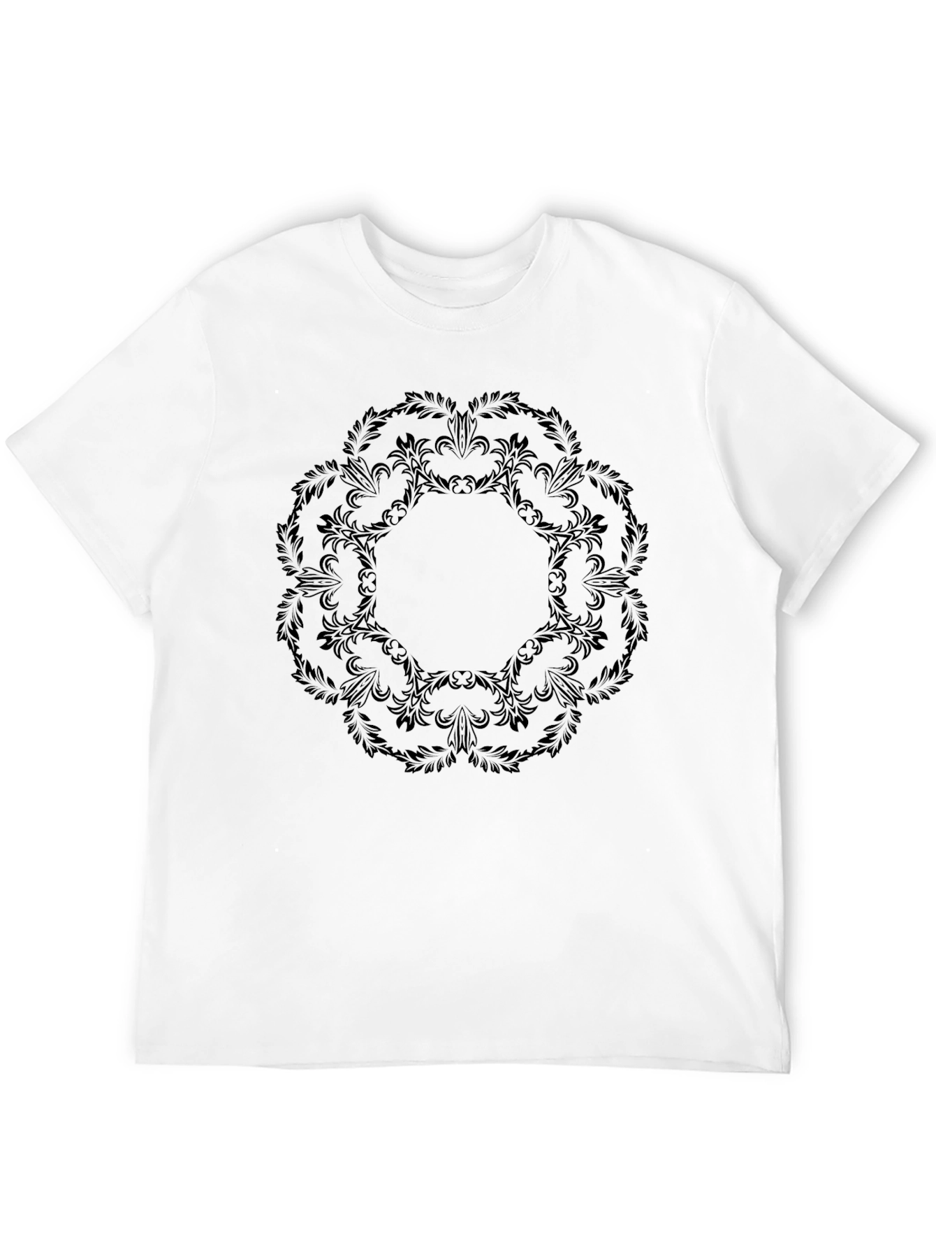 Elegant Black Floral Mandala Graphic Tee